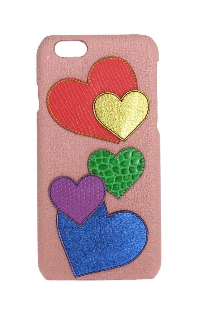 Dolce & Gabbana Chic Pink Leather Heart-Embellished Phone Cover - Hilstor