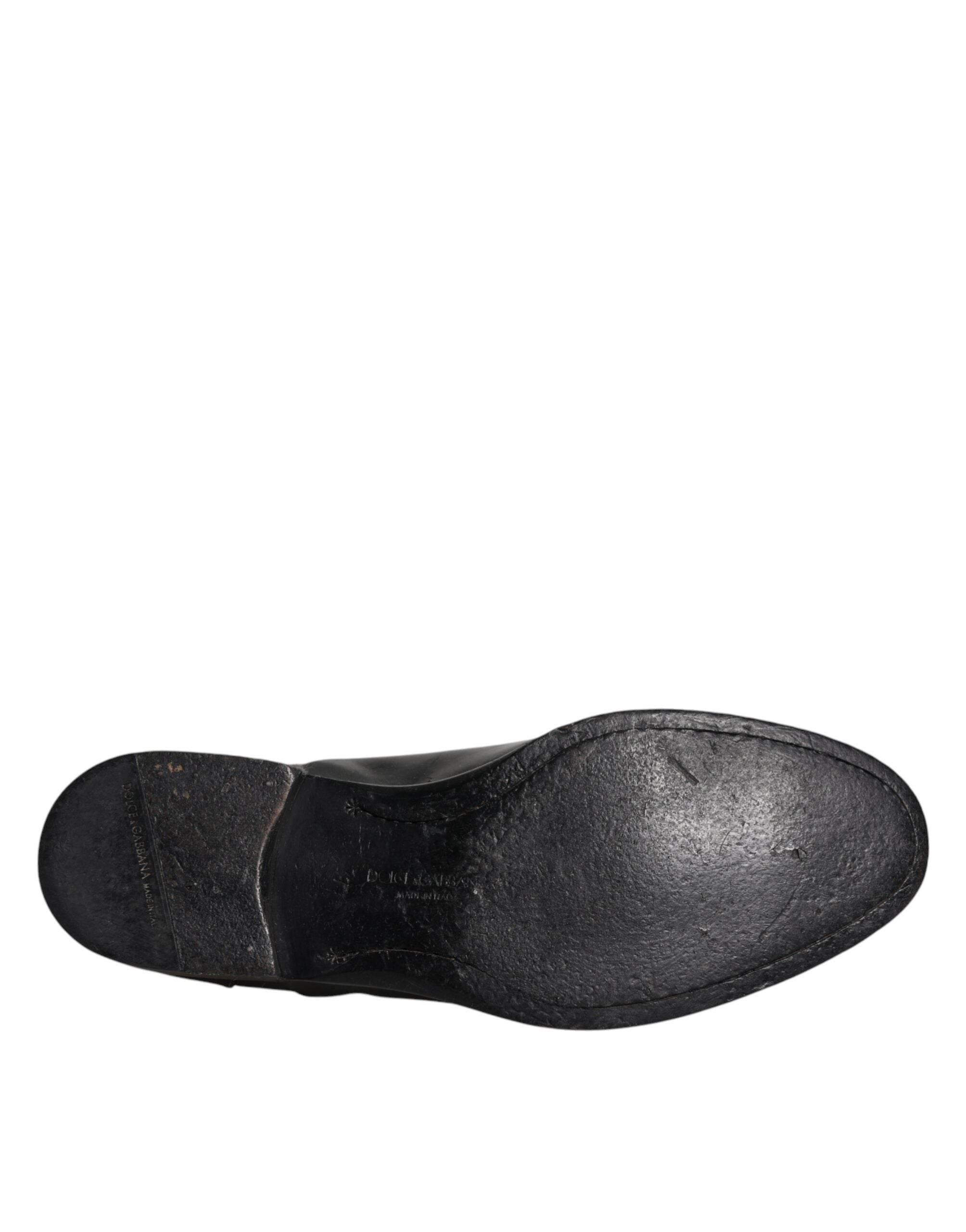 Dolce & Gabbana Black Leather Lace Up Men Derby Formal Shoes - Hilstor