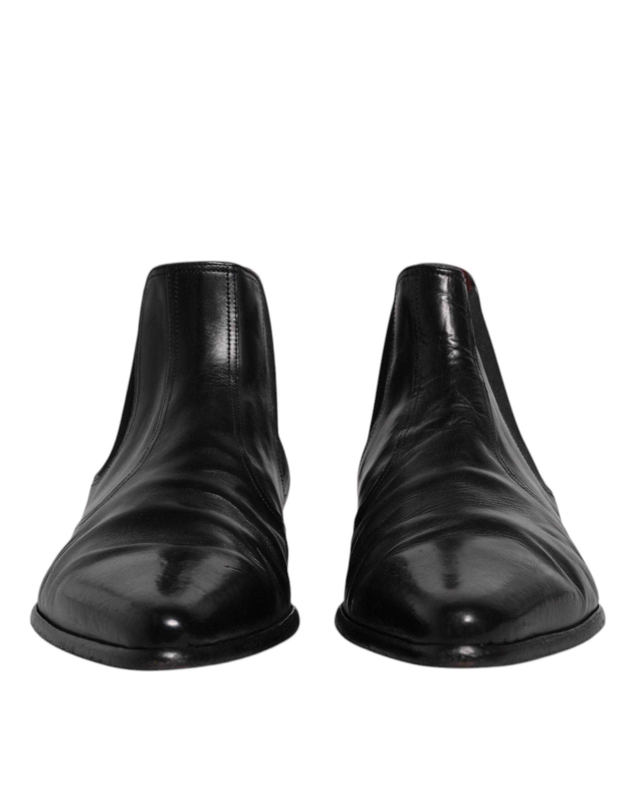 Dolce & Gabbana Black Leather Chelsea Men Ankle Boots Shoes - Hilstor
