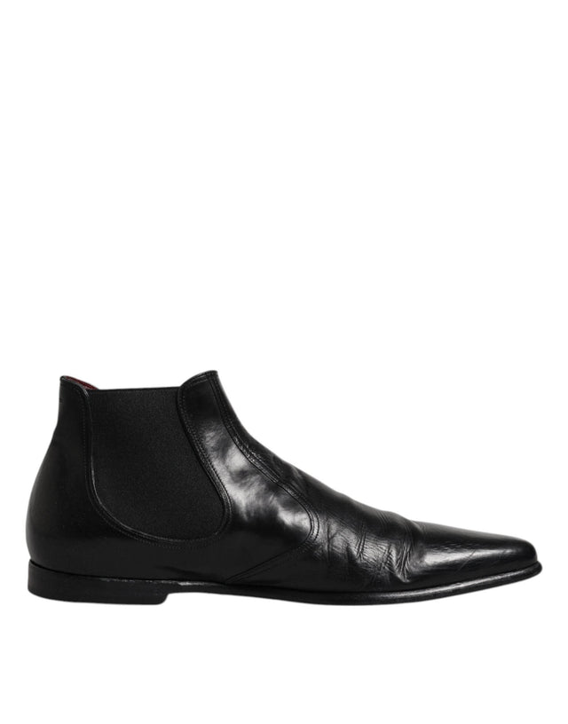 Dolce & Gabbana Black Leather Chelsea Men Ankle Boots Shoes - Hilstor