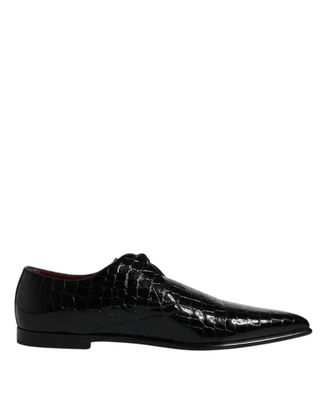 Dolce & Gabbana Black Exotic Leather Mens Derby Formal Shoes - Hilstor