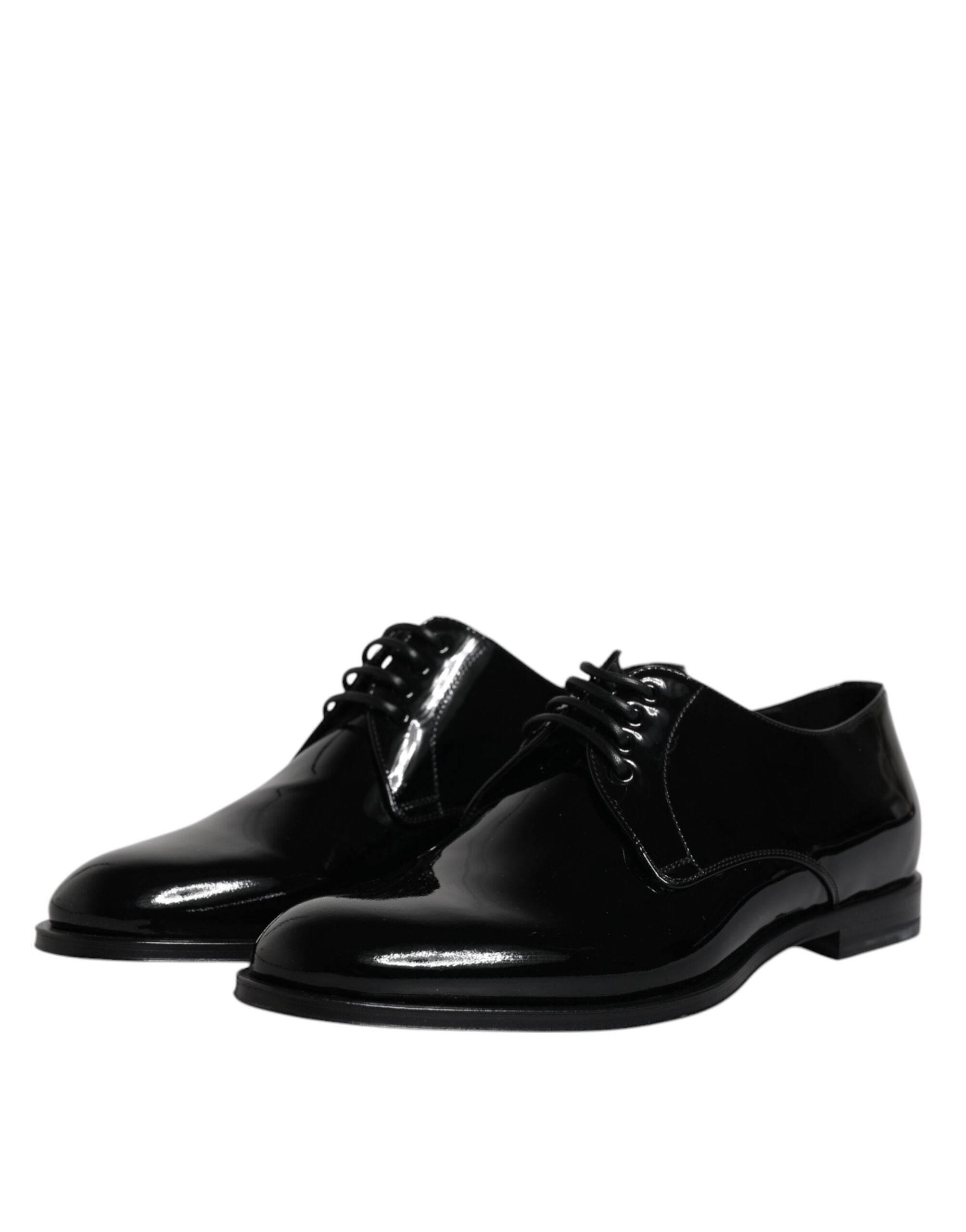 Dolce & Gabbana Black Patent Leather Derby Formal Dress Shoes - Hilstor