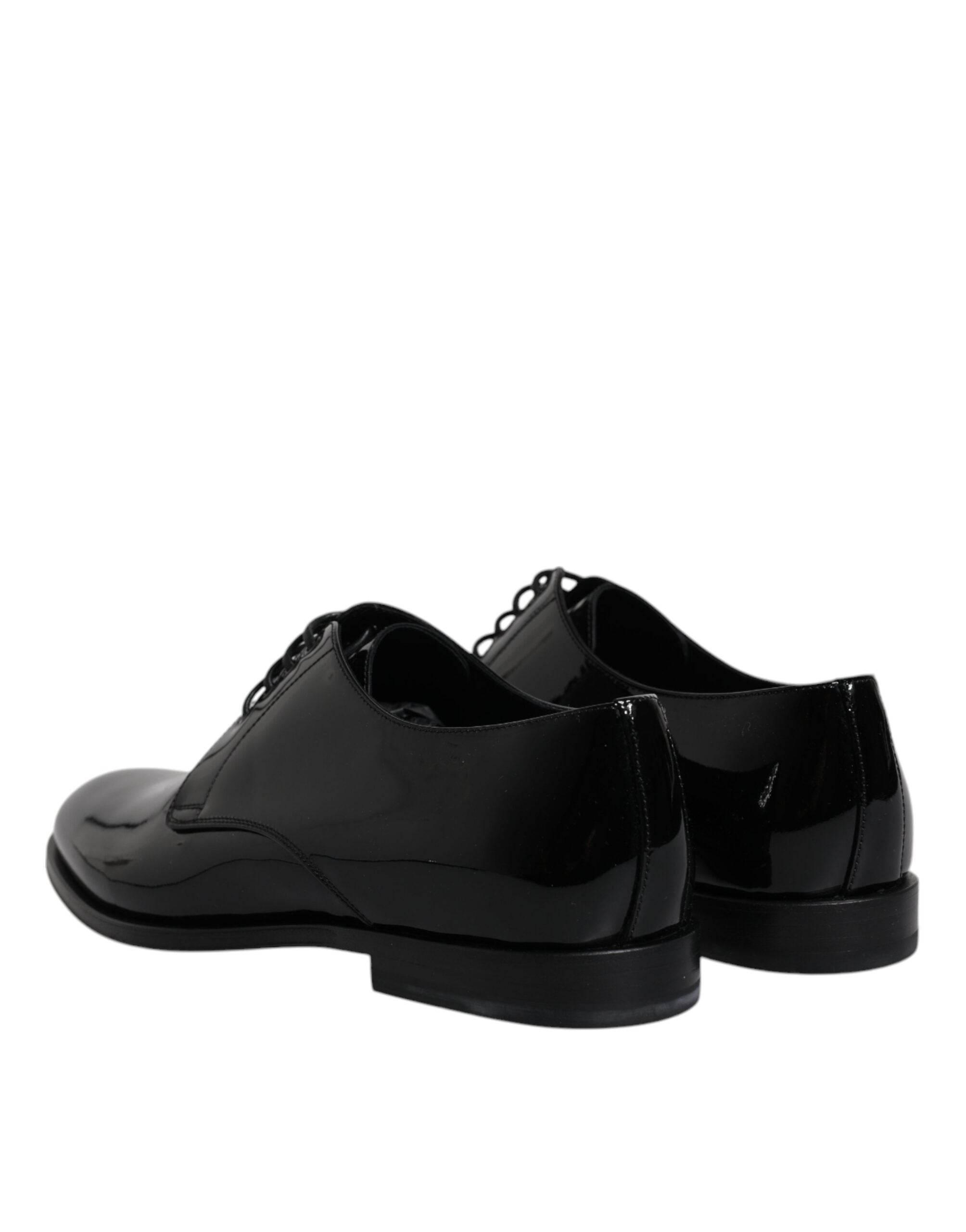 Dolce & Gabbana Black Patent Leather Derby Formal Dress Shoes - Hilstor