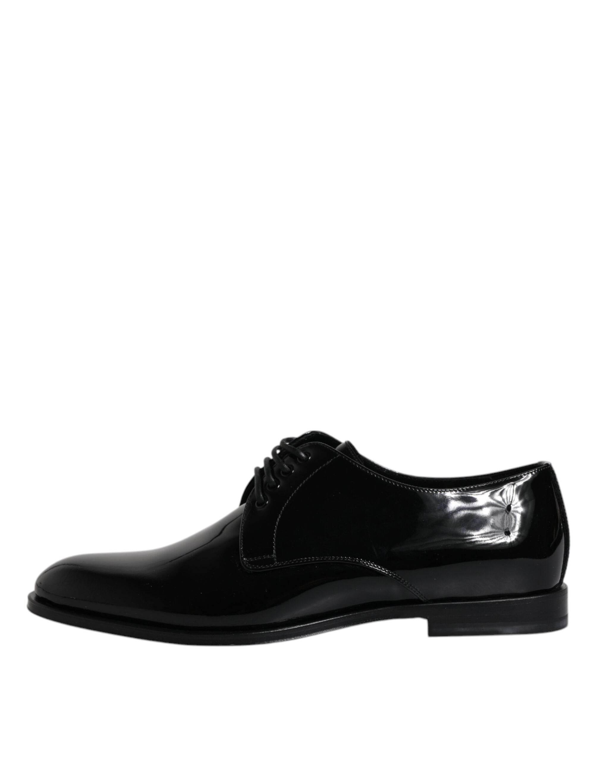 Dolce & Gabbana Black Patent Leather Derby Formal Dress Shoes - Hilstor