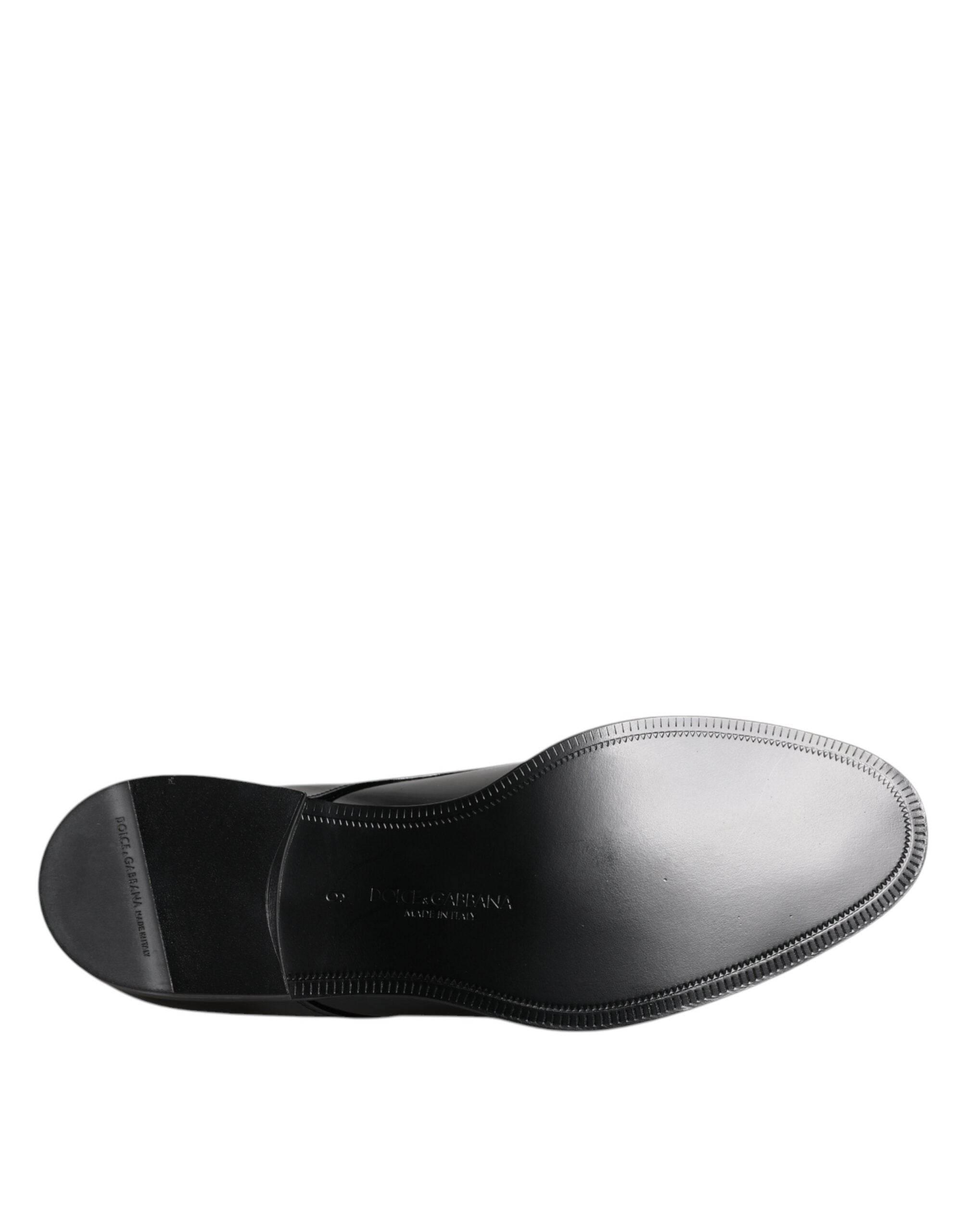 Dolce & Gabbana Black Patent Leather Derby Formal Dress Shoes - Hilstor