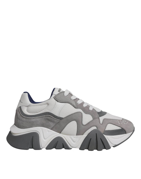 Versace Grey Leather Neoprene Chunky Low Top Squalo Sneakers Shoes - Hilstor