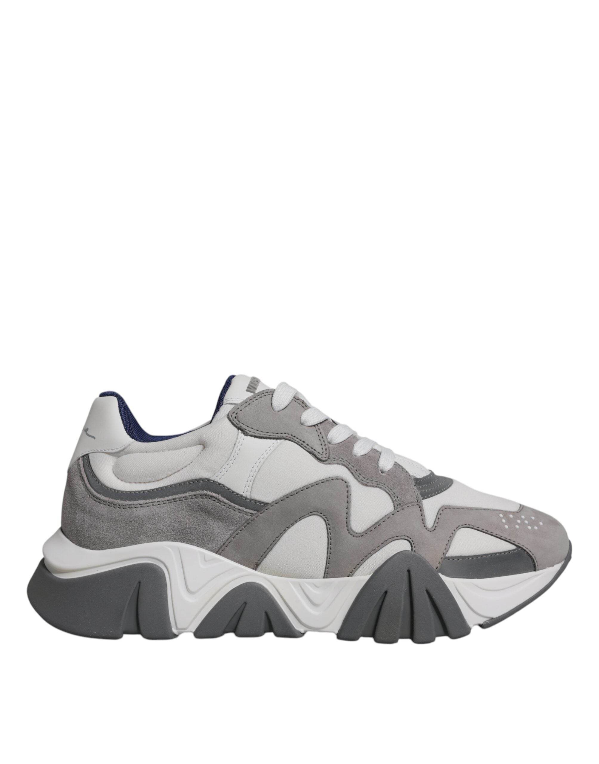 Versace Grey Leather Neoprene Chunky Low Top Squalo Sneakers Shoes - Hilstor