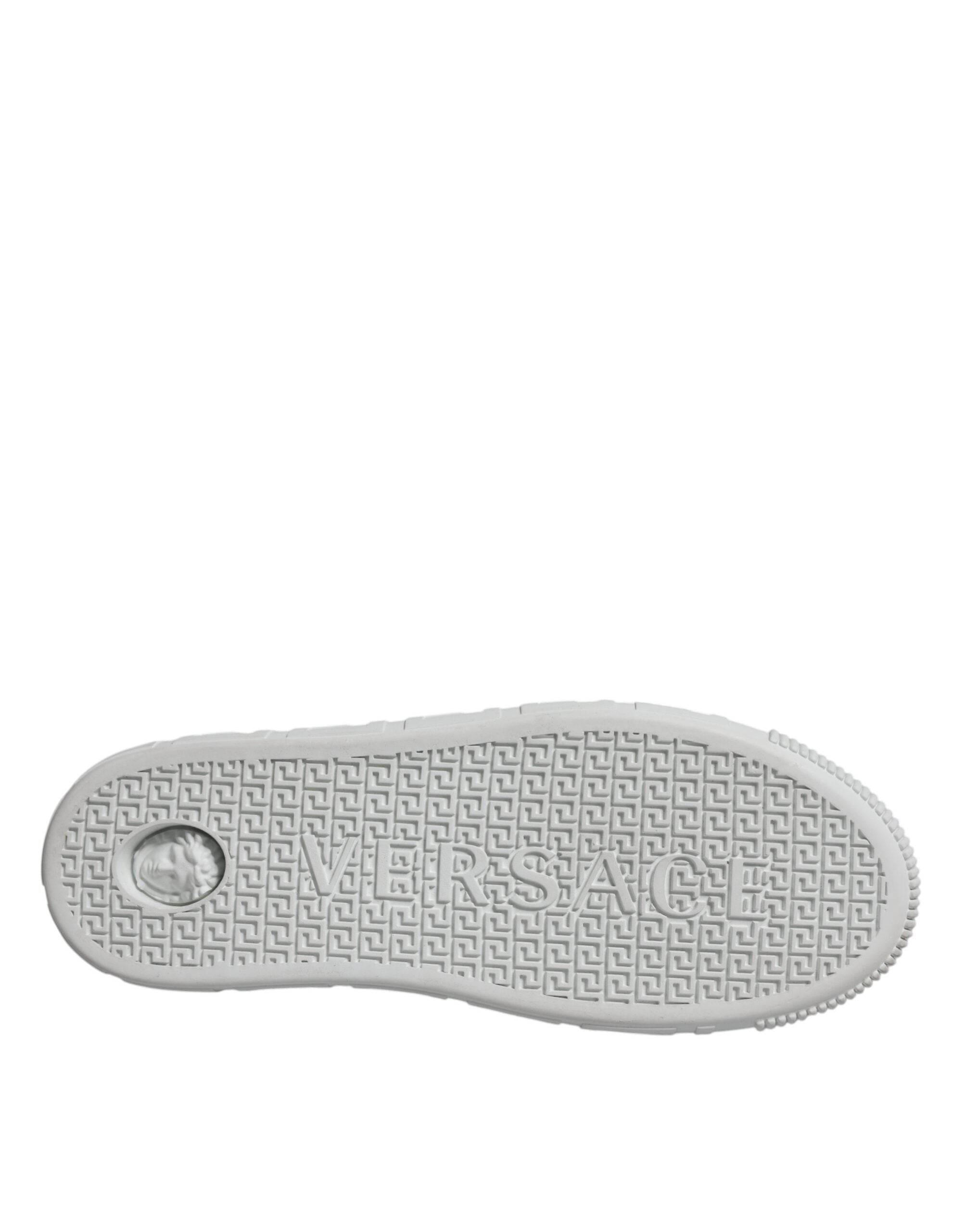 Versace White Pink Greca Print Platform Low Top Sneakers Shoes - Hilstor