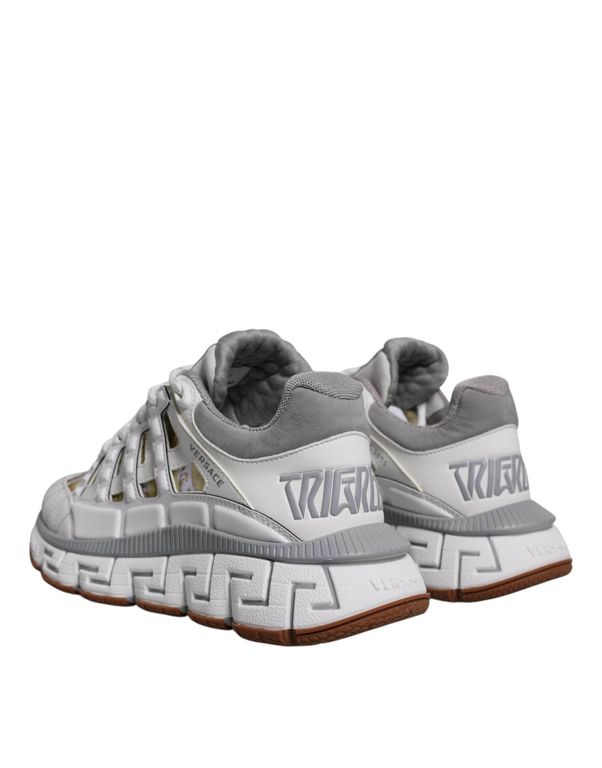 Versace White Trigreca Barocco Print Low Top Sneakers Shoes - Hilstor