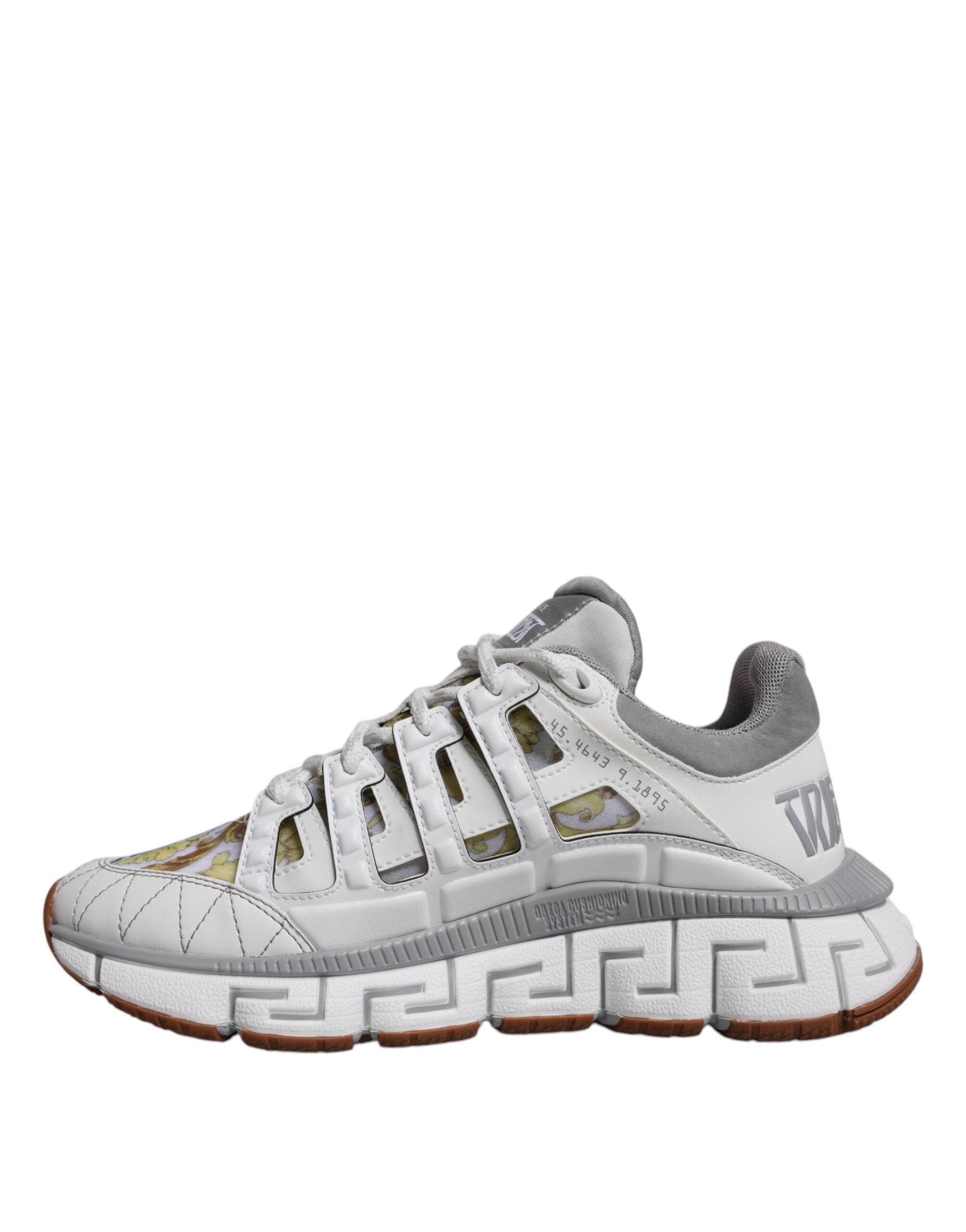 Versace White Trigreca Barocco Print Low Top Sneakers Shoes - Hilstor