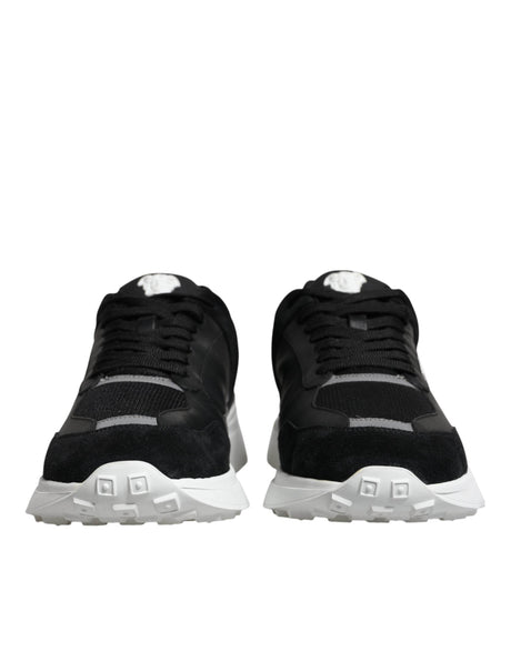 Versace Black Canvas Quad Fabric Medusa Low Top Sneaker Shoes - Hilstor