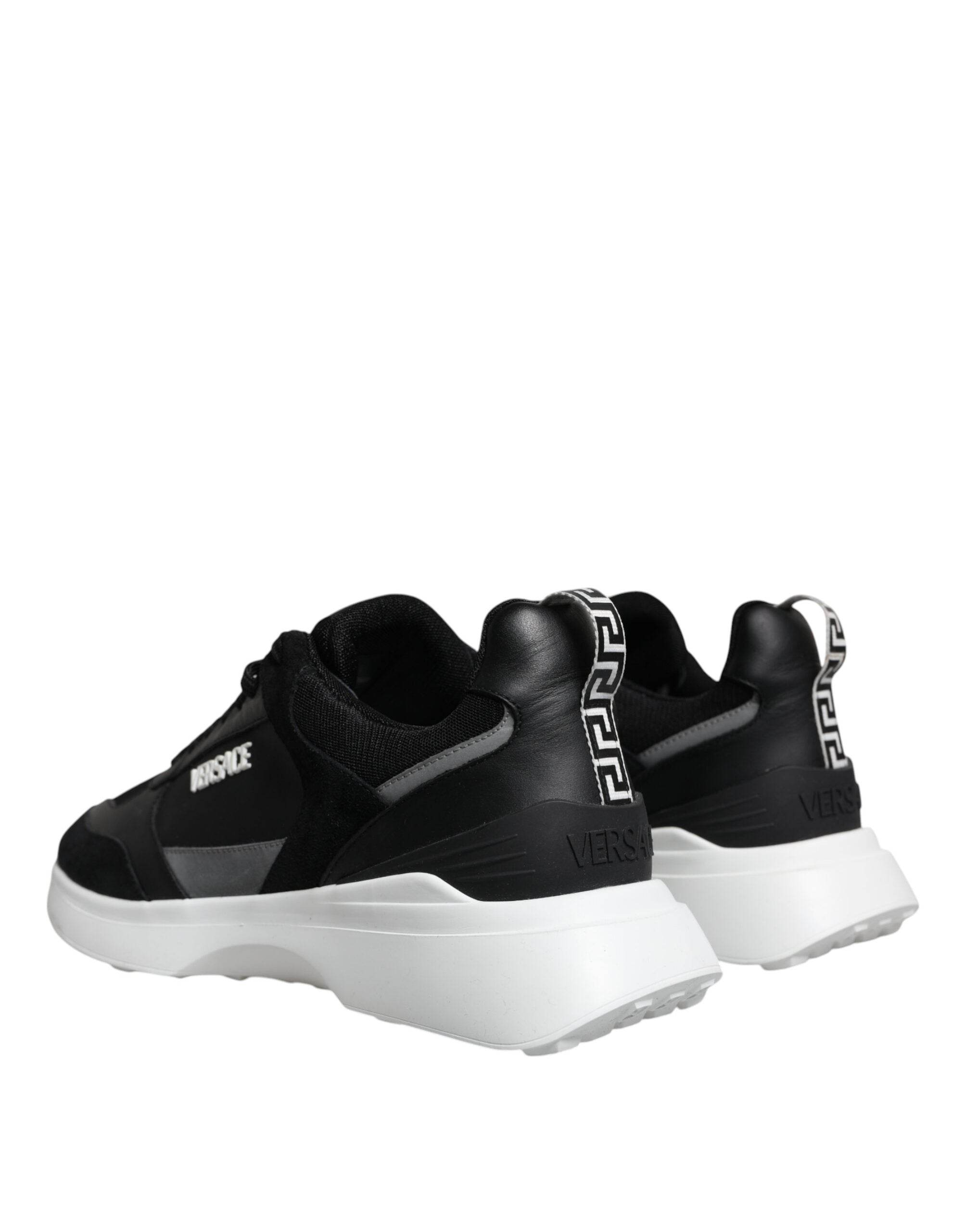 Versace Black Canvas Quad Fabric Medusa Low Top Sneaker Shoes - Hilstor