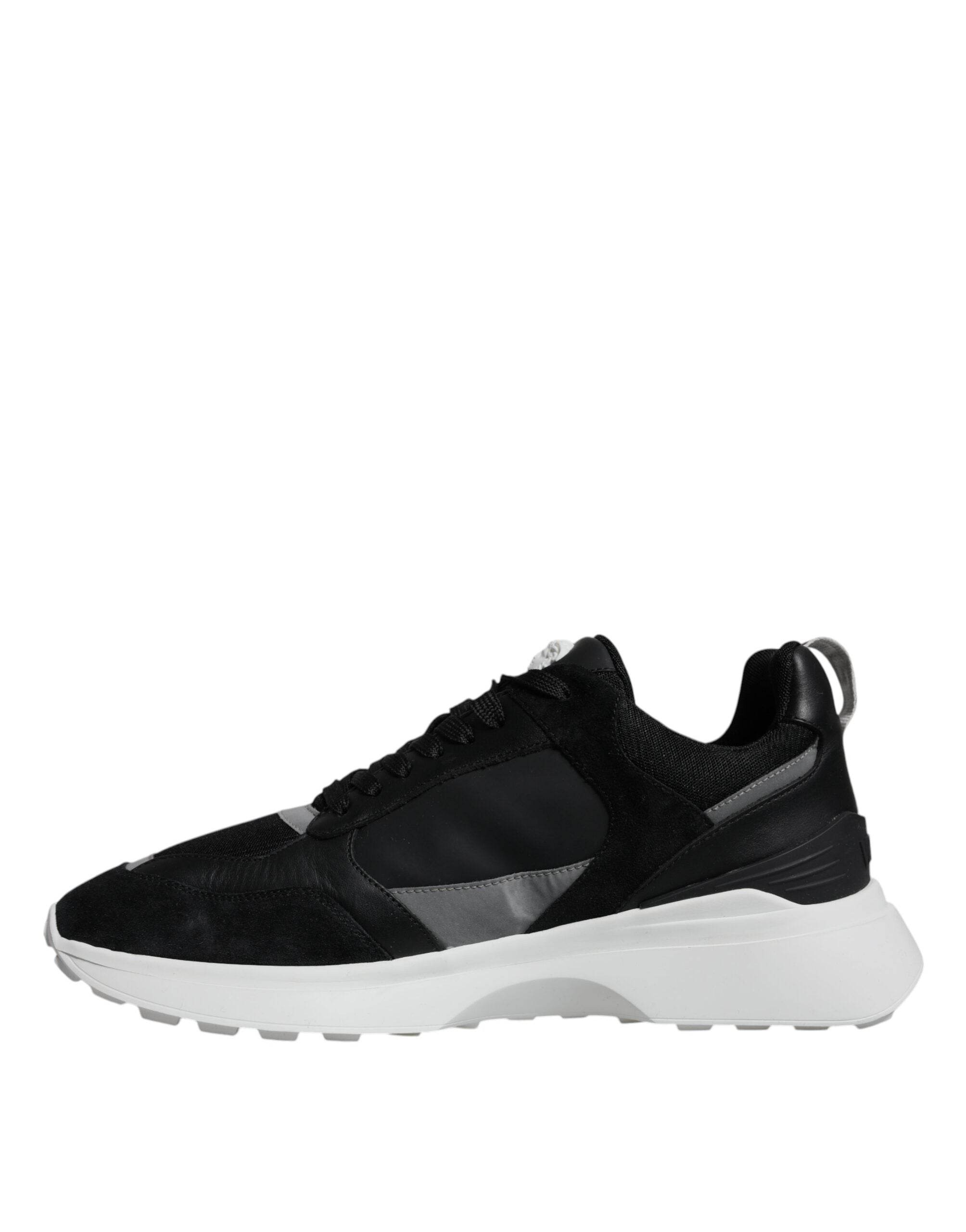 Versace Black Canvas Quad Fabric Medusa Low Top Sneaker Shoes - Hilstor