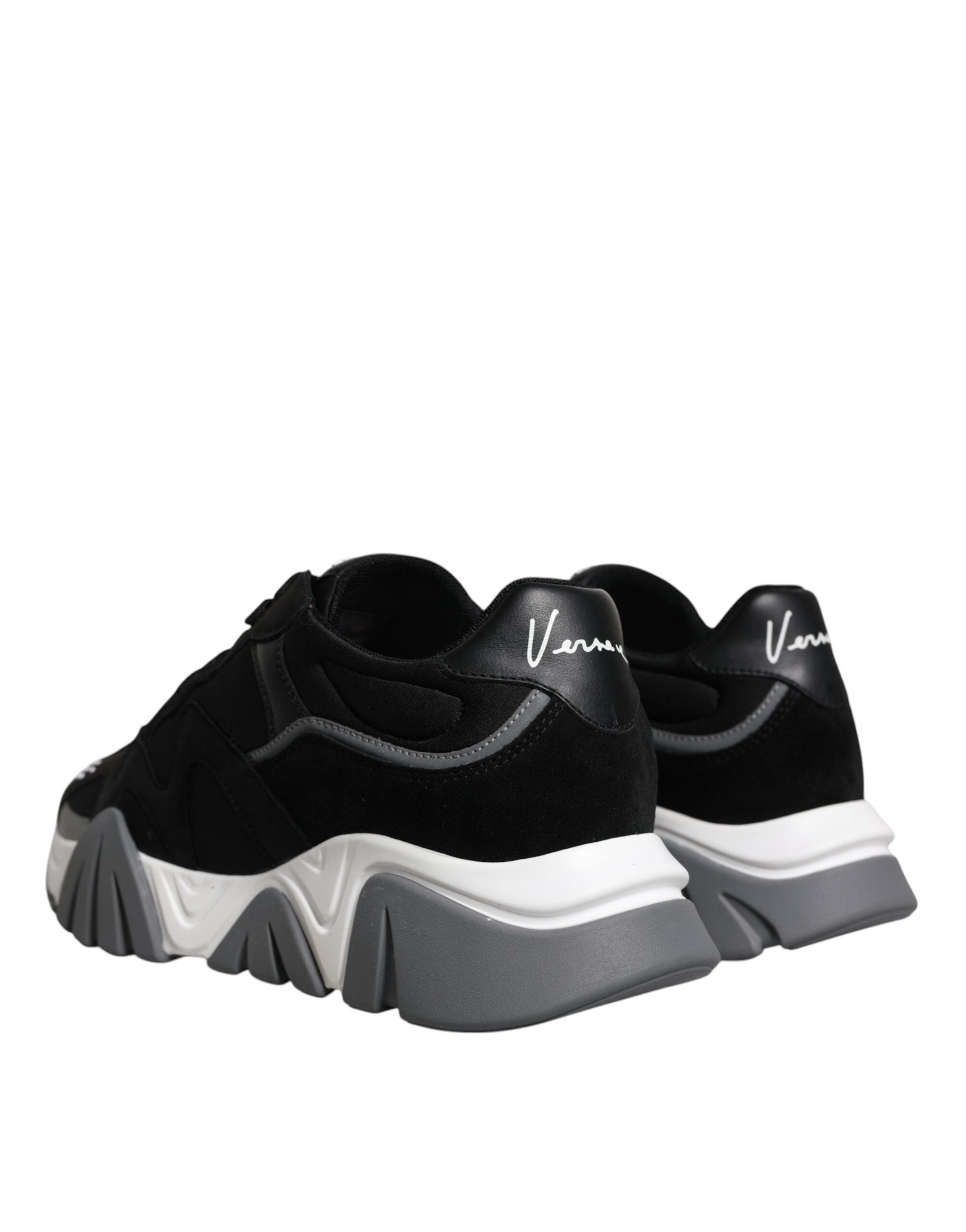 Versace sort læder Neopren Chunky Low Top Sneakers Squalo Sko