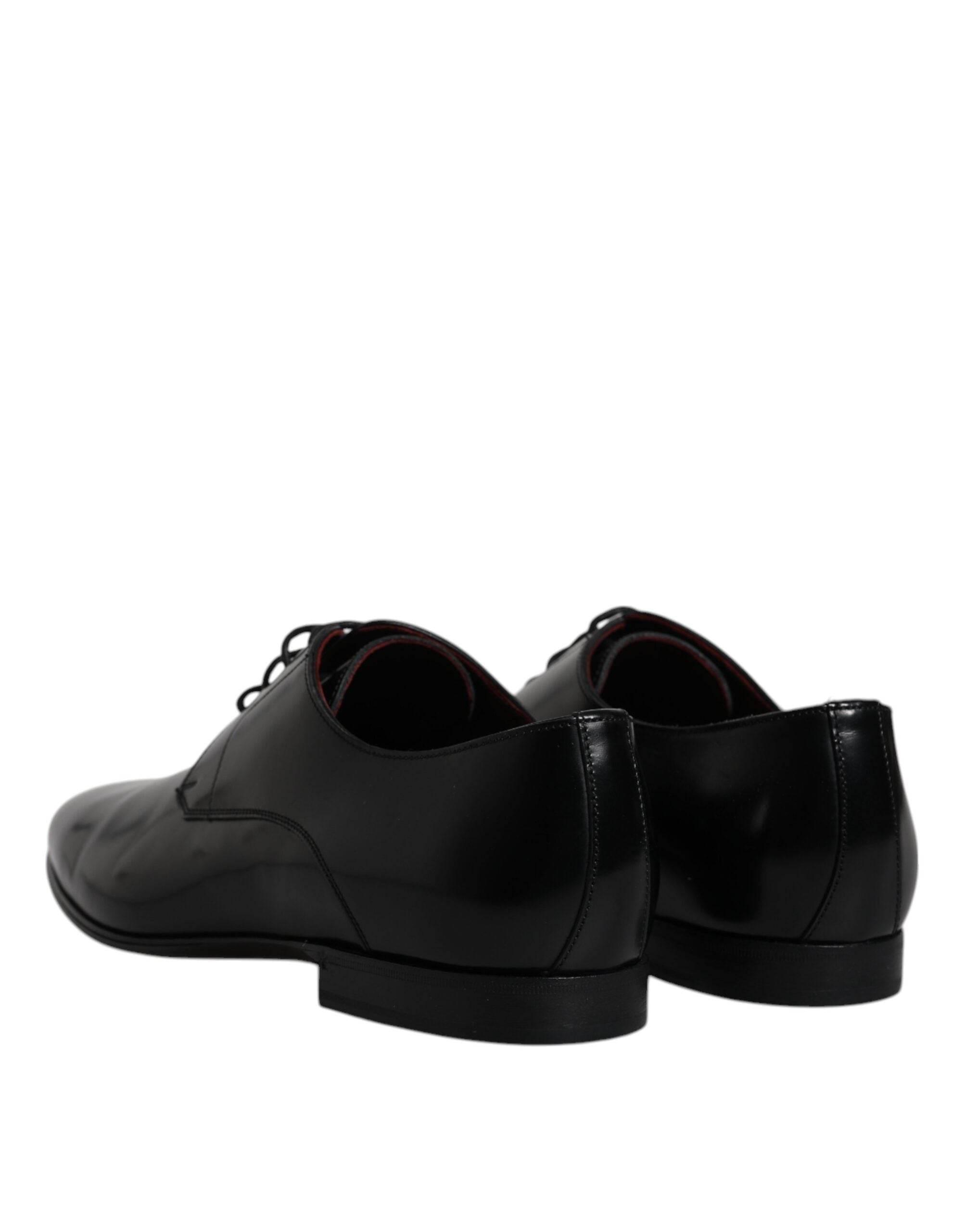 Dolce & Gabbana Black Leather Lace Up Men Derby Formal Shoes - Hilstor