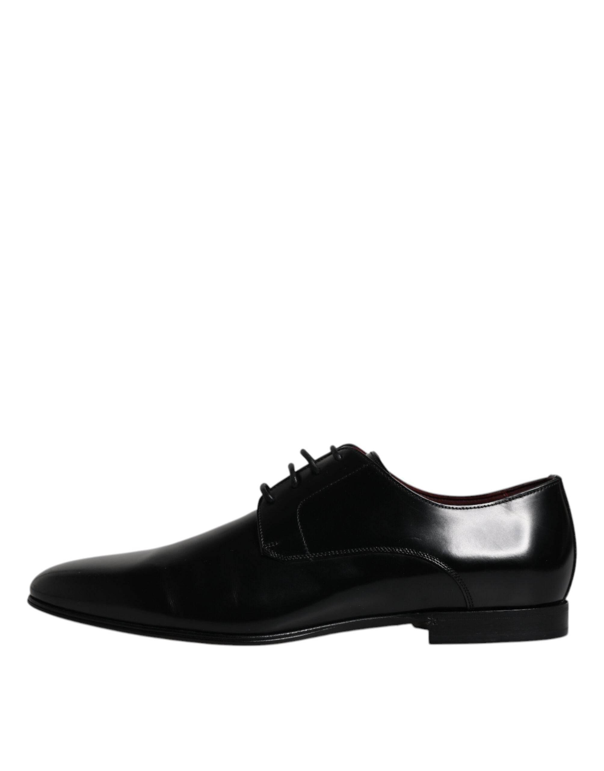 Dolce & Gabbana Black Leather Lace Up Men Derby Formal Shoes - Hilstor