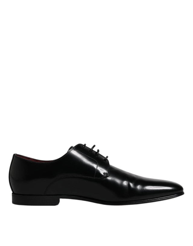 Dolce & Gabbana Black Leather Lace Up Men Derby Formal Shoes - Hilstor