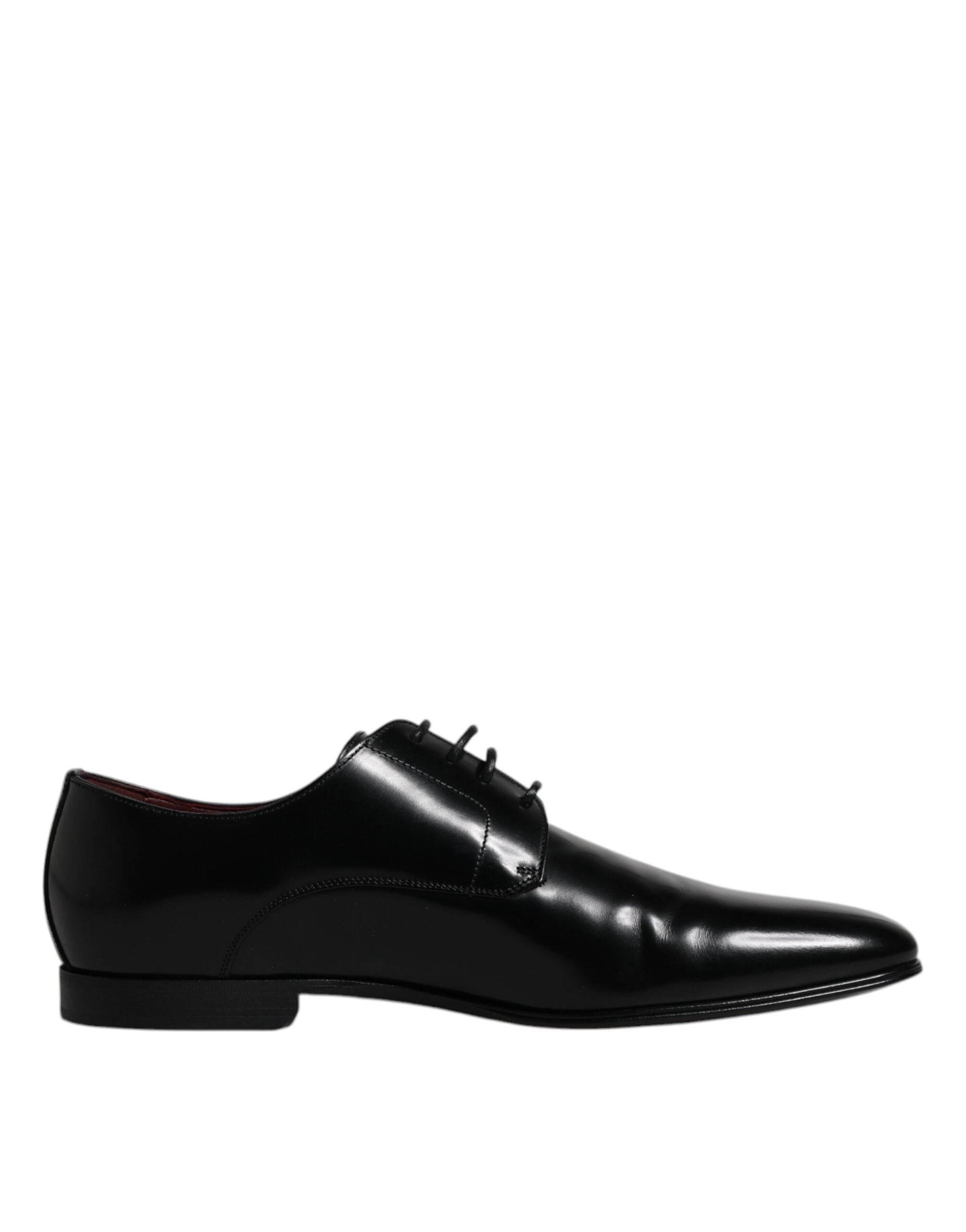 Dolce & Gabbana Black Leather Lace Up Men Derby Formal Shoes - Hilstor