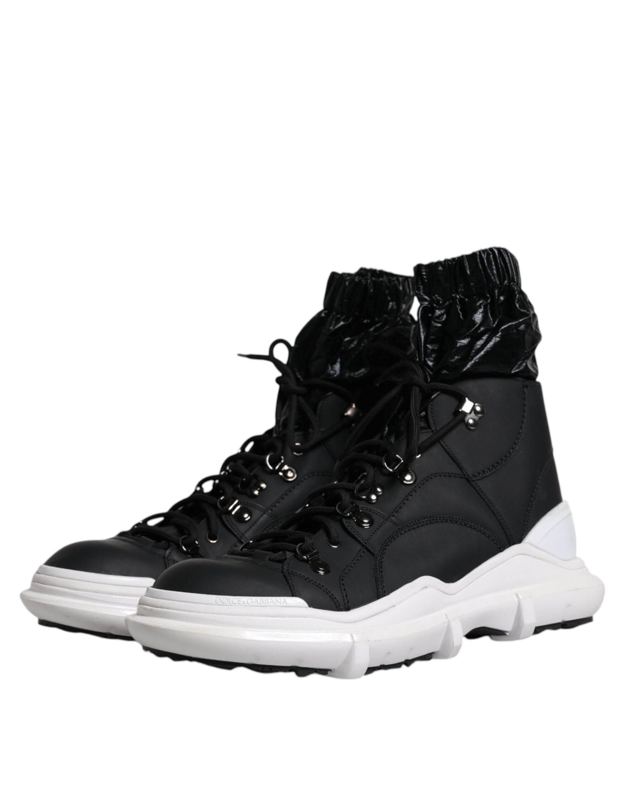 Dolce & Gabbana Black Nylon Galileo High Top Sneakers Shoes - Hilstor