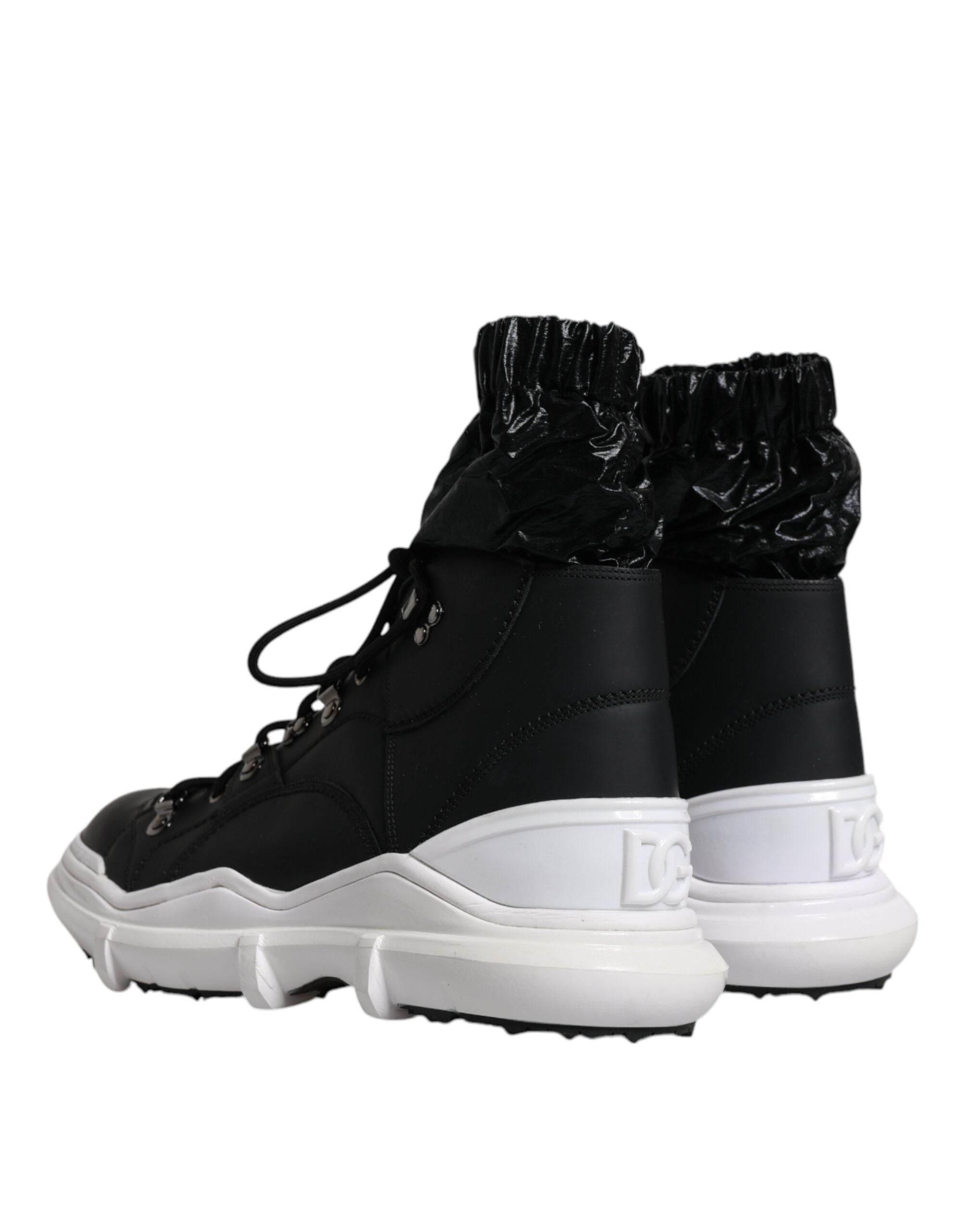 Dolce & Gabbana Black Nylon Galileo High Top Sneakers Shoes - Hilstor