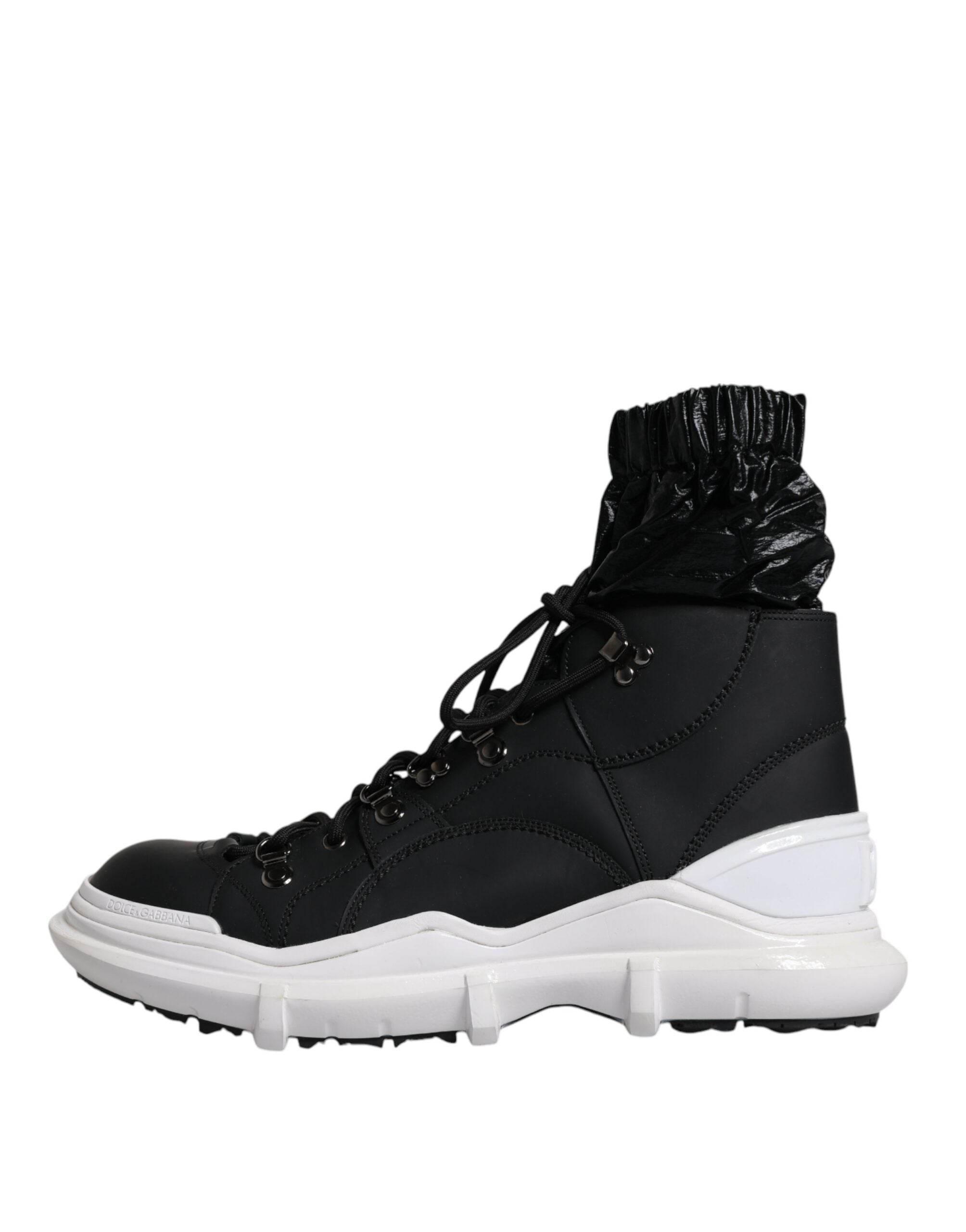 Dolce & Gabbana Black Nylon Galileo High Top Sneakers Shoes - Hilstor