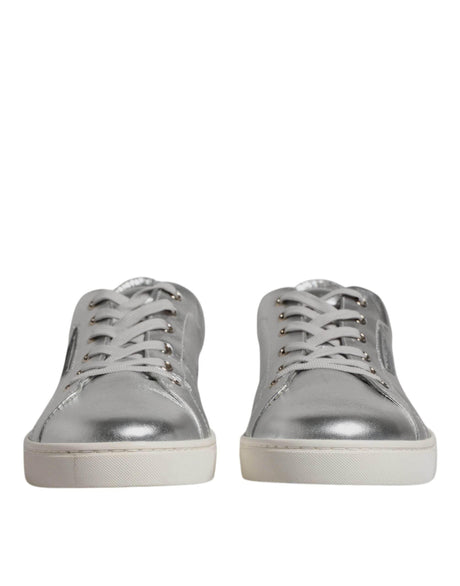 Dolce & Gabbana Silver London Low Top Leather Sneakers Shoes - Hilstor