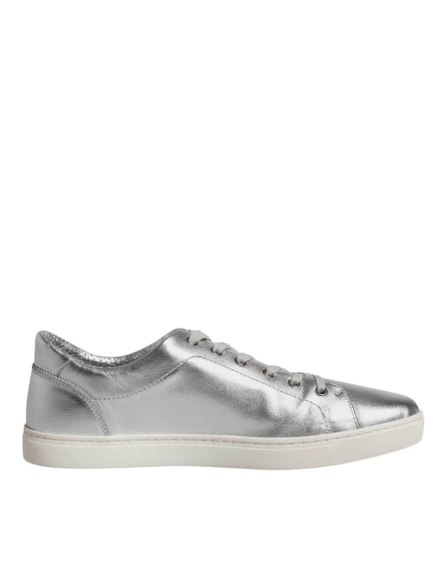 Dolce & Gabbana Silver London Low Top Leather Sneakers Shoes - Hilstor
