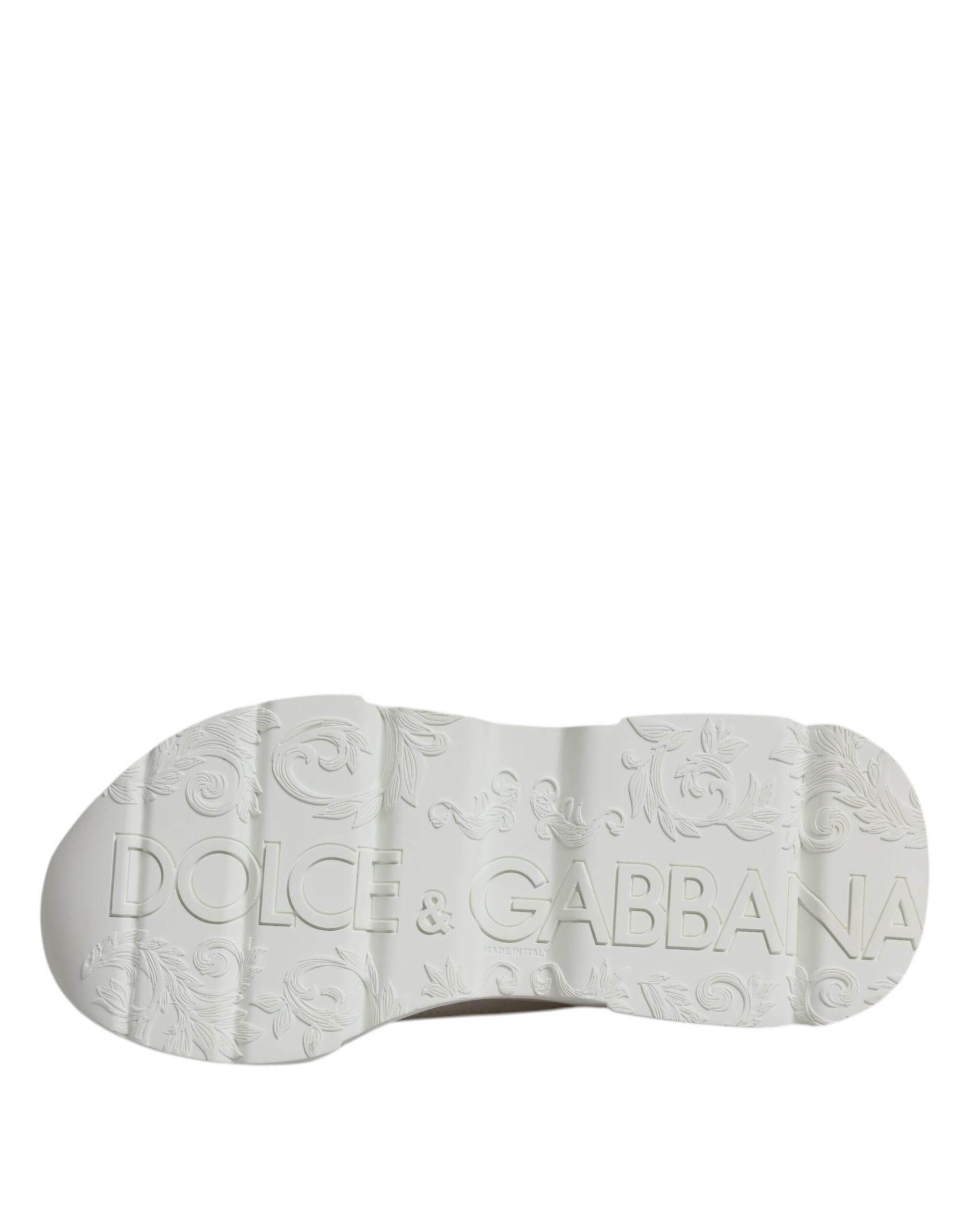 Dolce & Gabbana White Leather Daymaster Low Top Sneakers Shoes - Hilstor