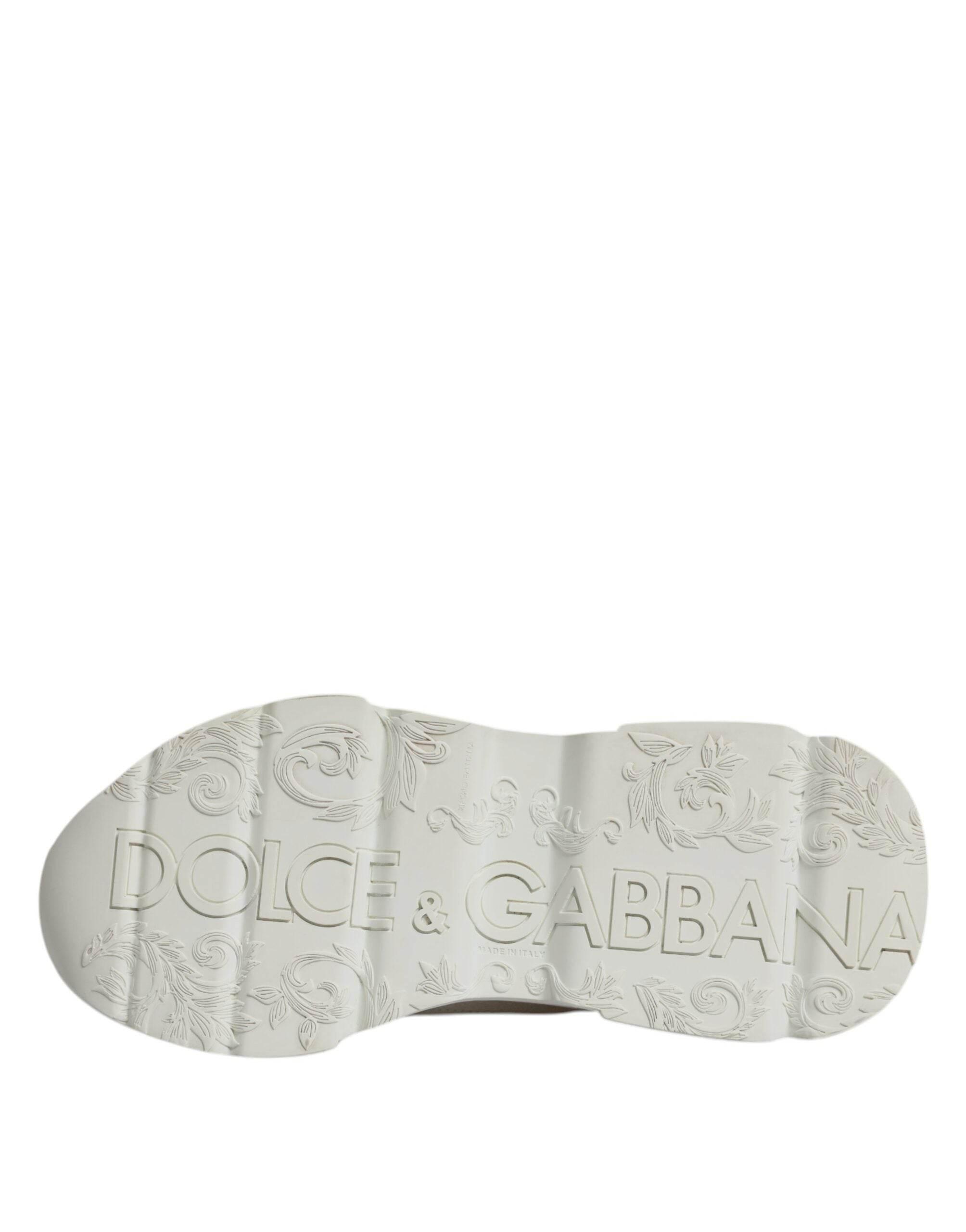 Dolce & Gabbana White Leather Daymaster Low Top Sneaker Shoes - Hilstor