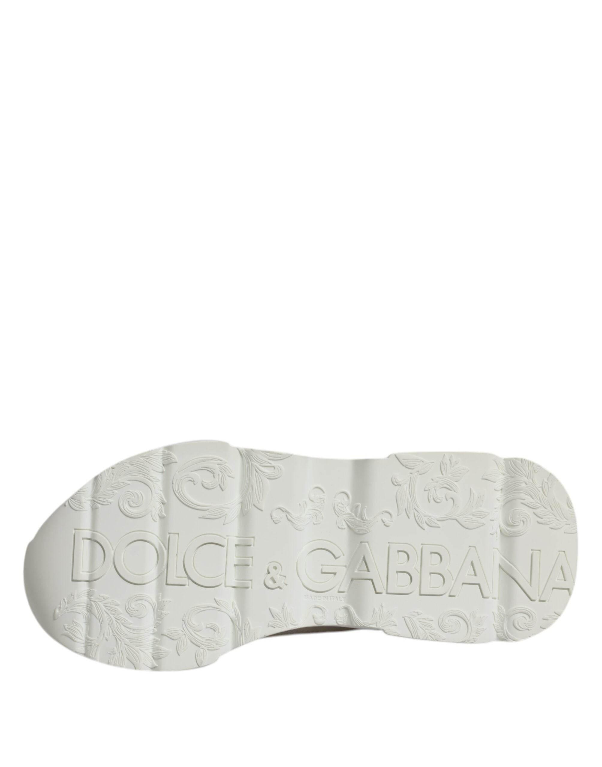 Dolce & Gabbana White Leather Daymaster Low Top Sneakers Shoes - Hilstor