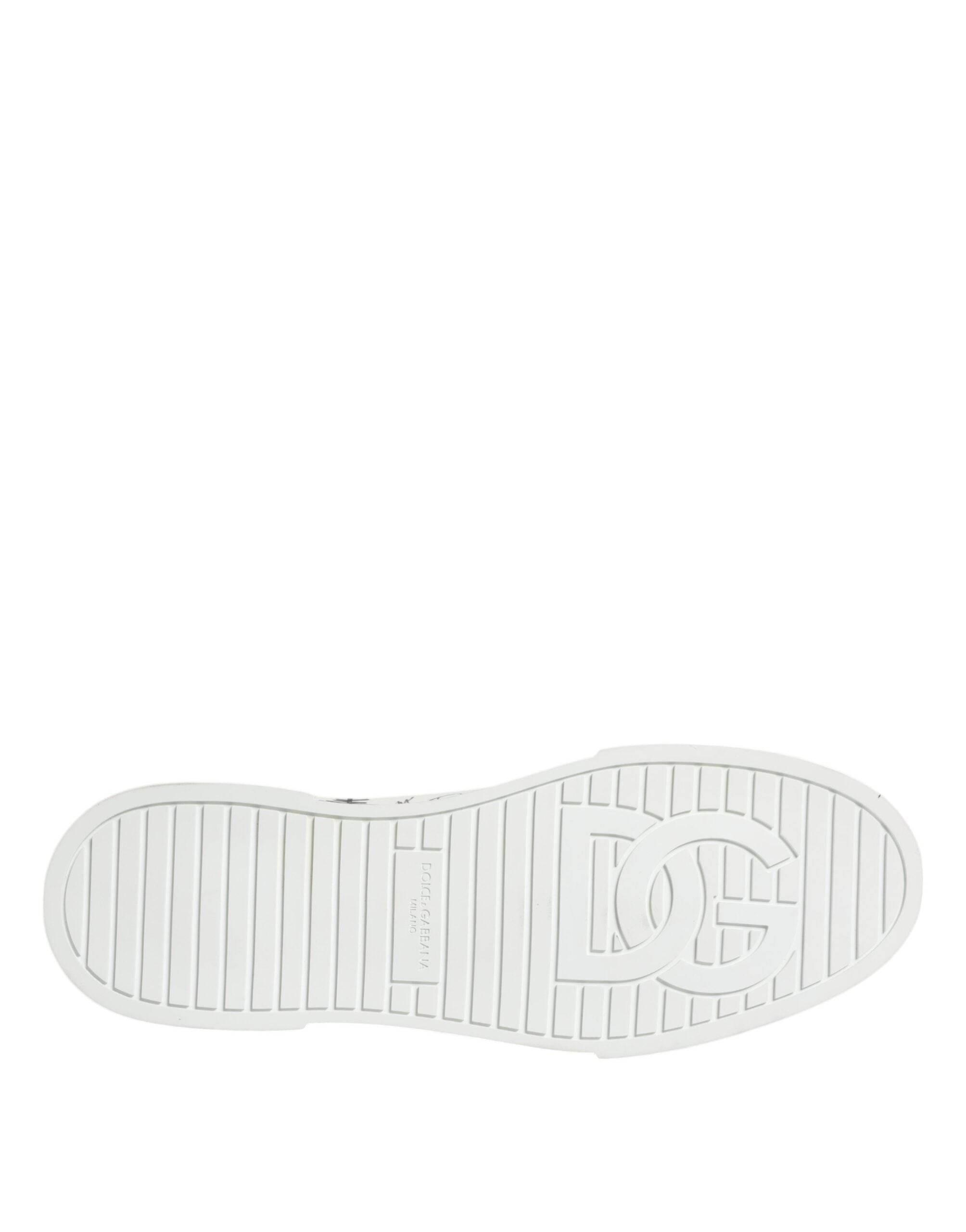 Dolce & Gabbana White Cotton Graffiti High Top Sneaker Shoes - Hilstor