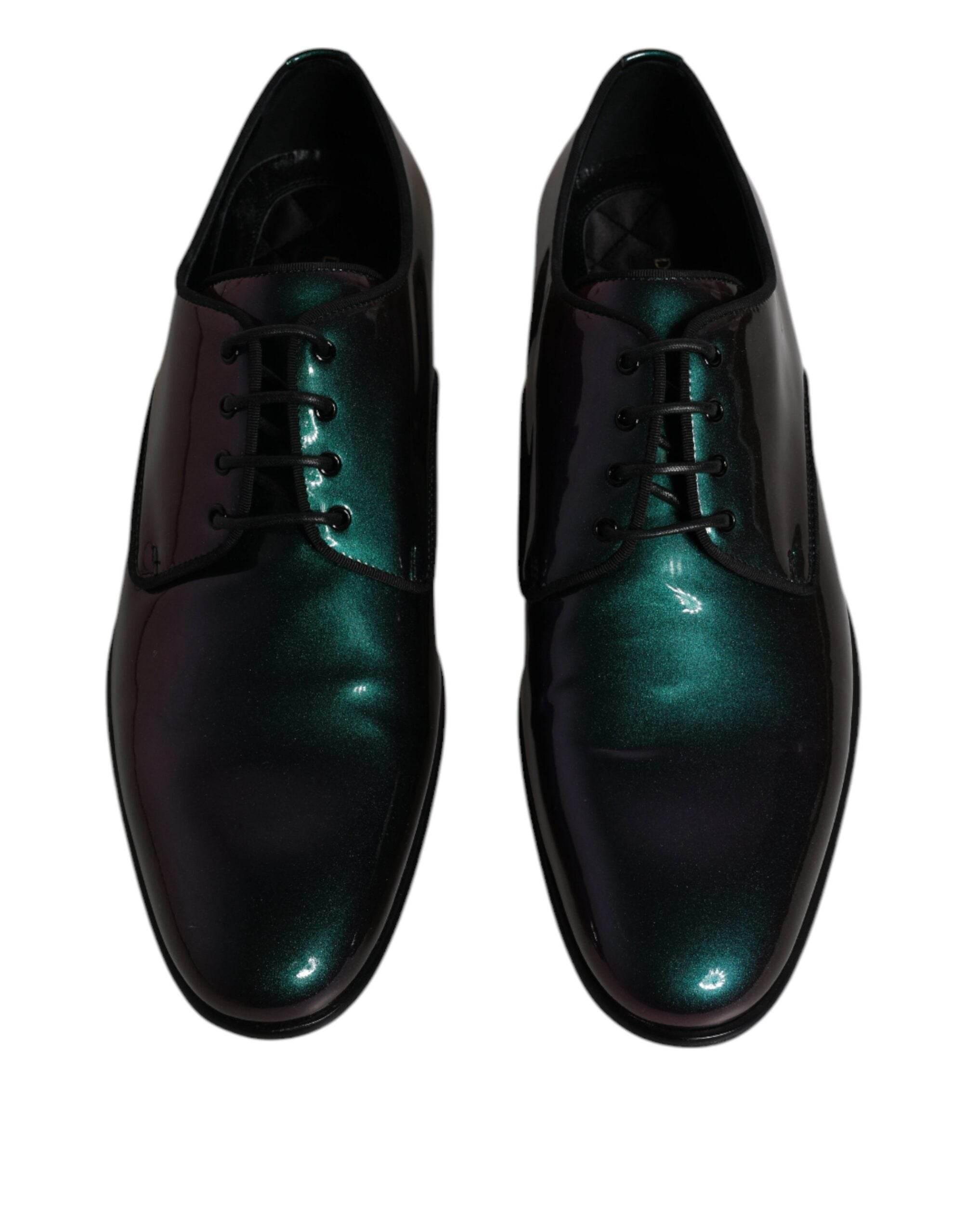 Dolce & Gabbana Peacock Patent Leather Derby Men Dress Shoes - Hilstor