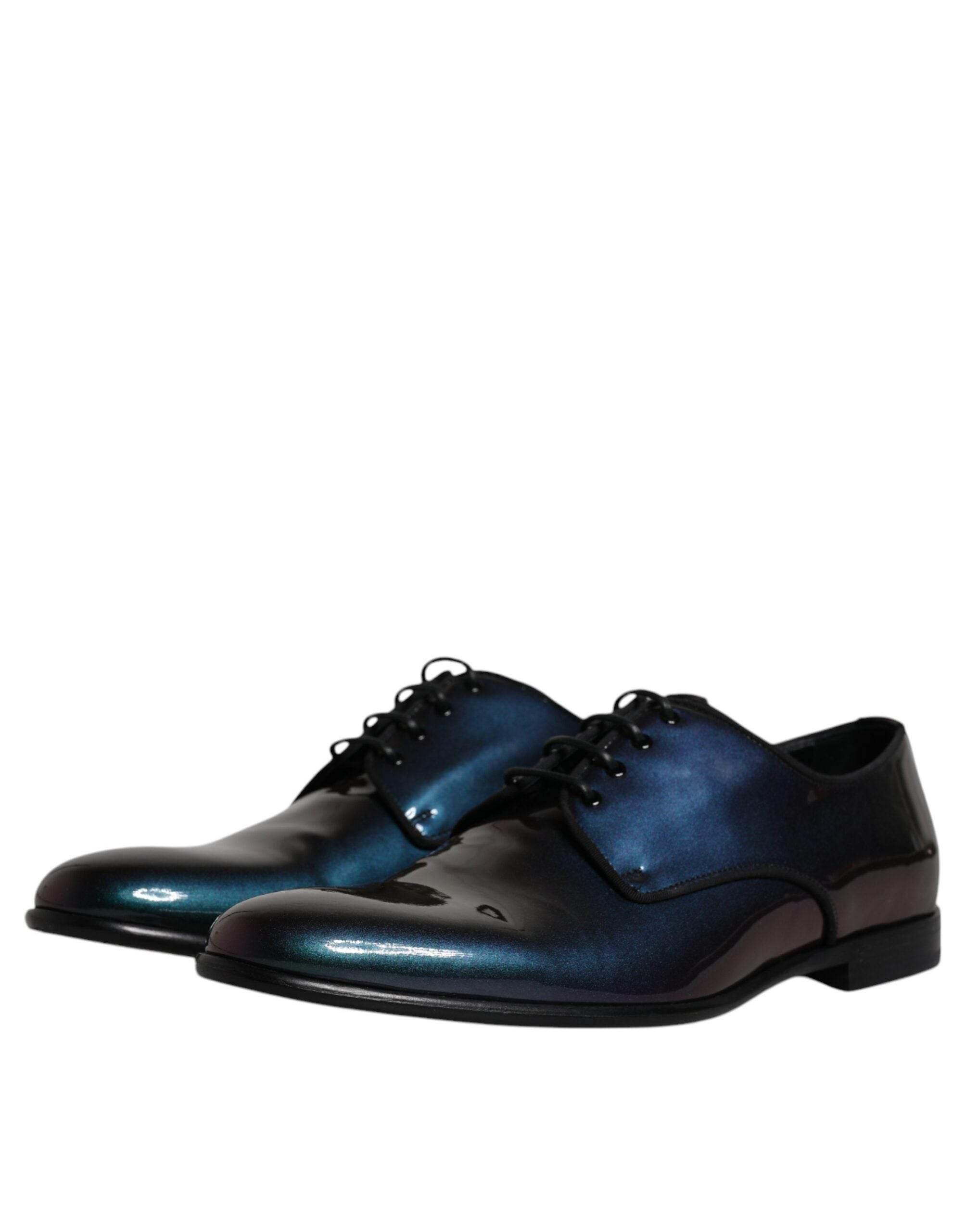 Dolce & Gabbana Peacock Patent Leather Derby Men Dress Shoes - Hilstor