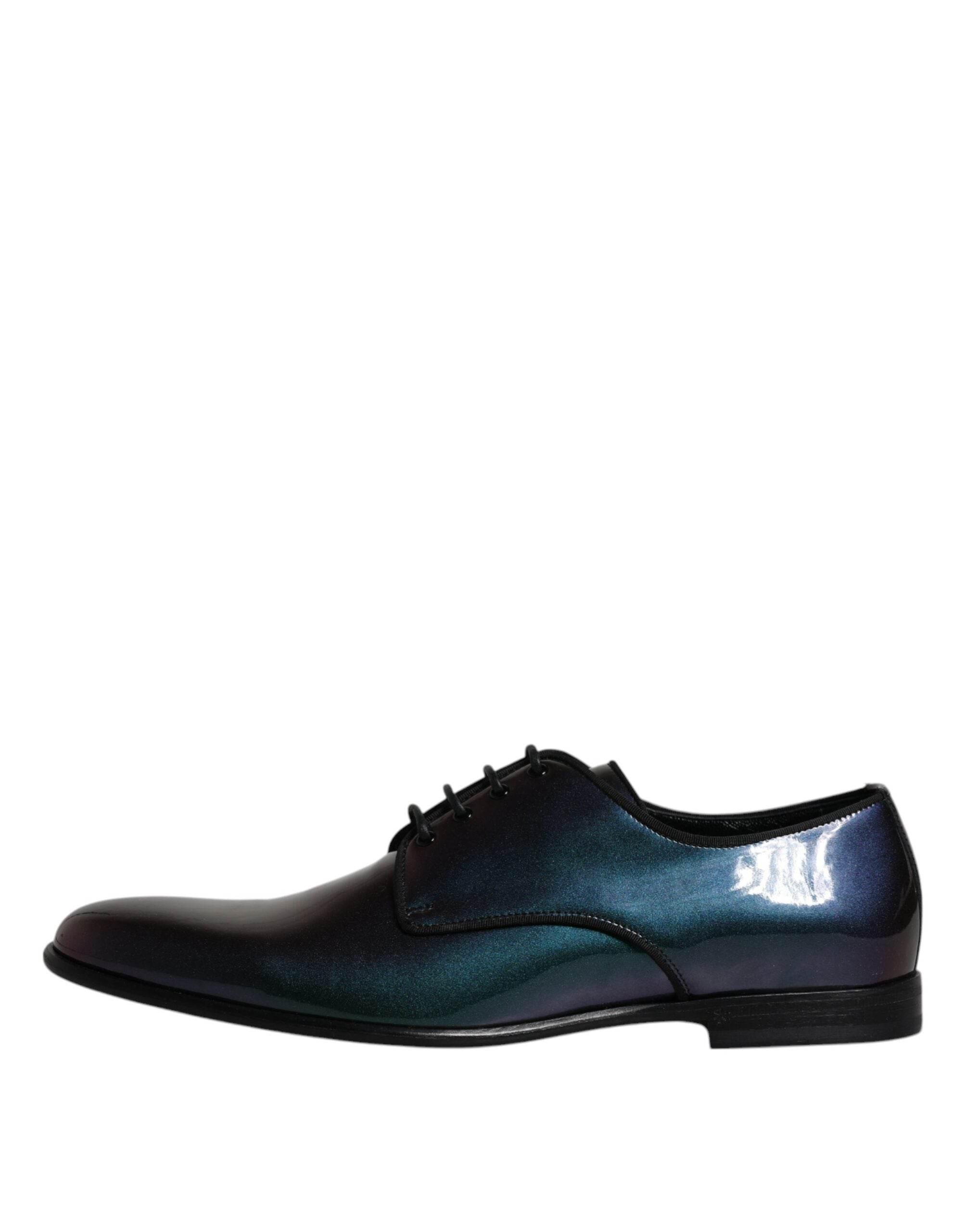 Dolce & Gabbana Peacock Patent Leather Derby Men Dress Shoes - Hilstor