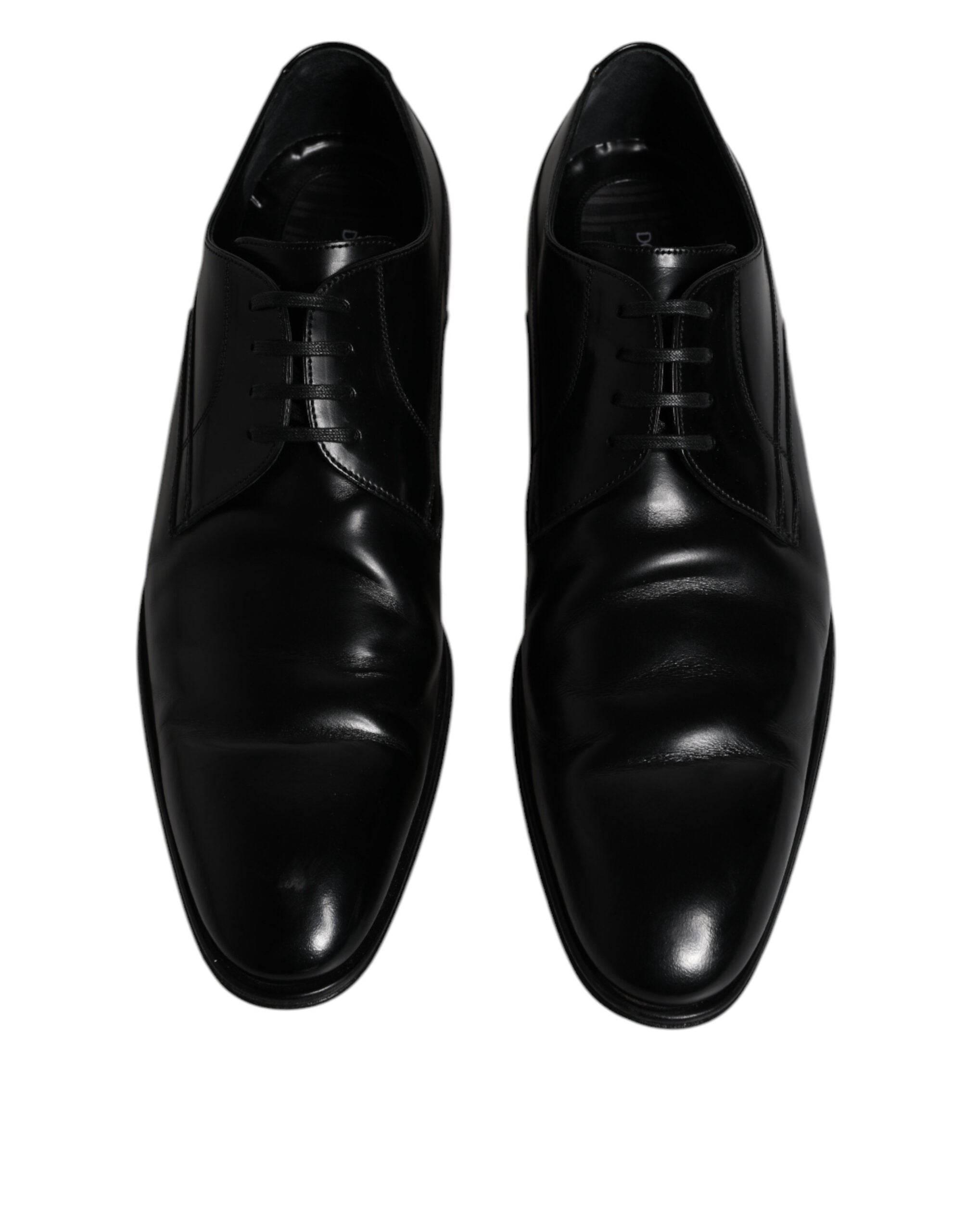 Dolce & Gabbana Black Leather Derby Formal Men Dress Shoes - Hilstor