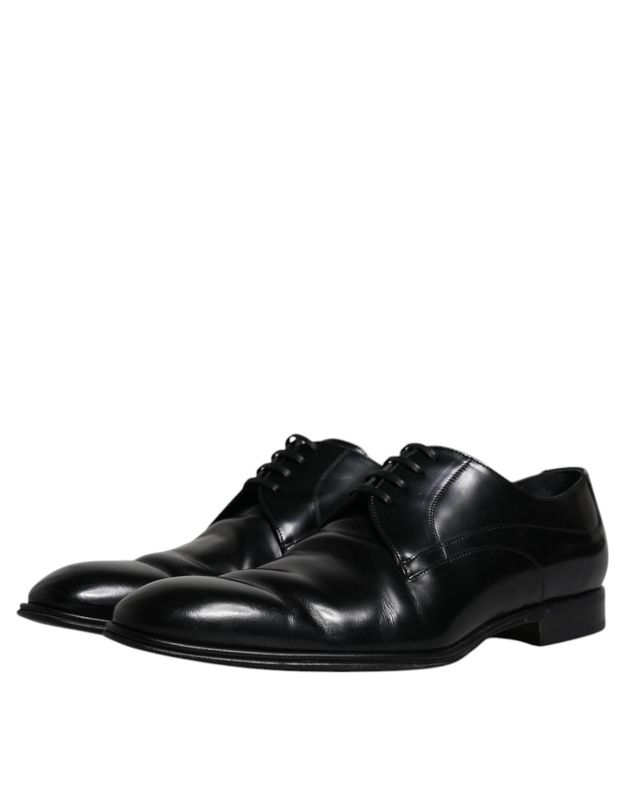 Dolce & Gabbana Black Leather Derby Formal Men Dress Shoes - Hilstor