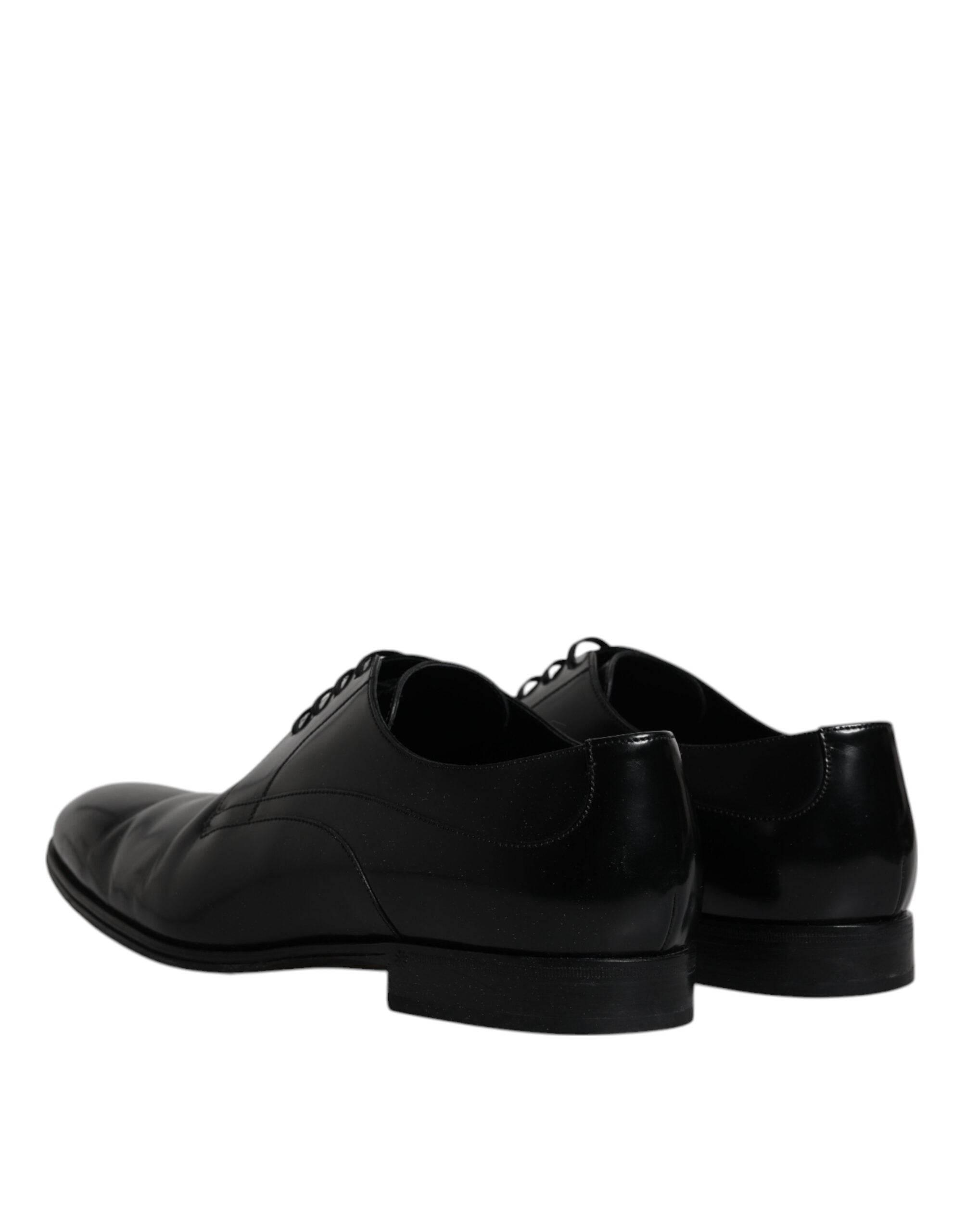 Dolce & Gabbana Black Leather Derby Formal Men Dress Shoes - Hilstor