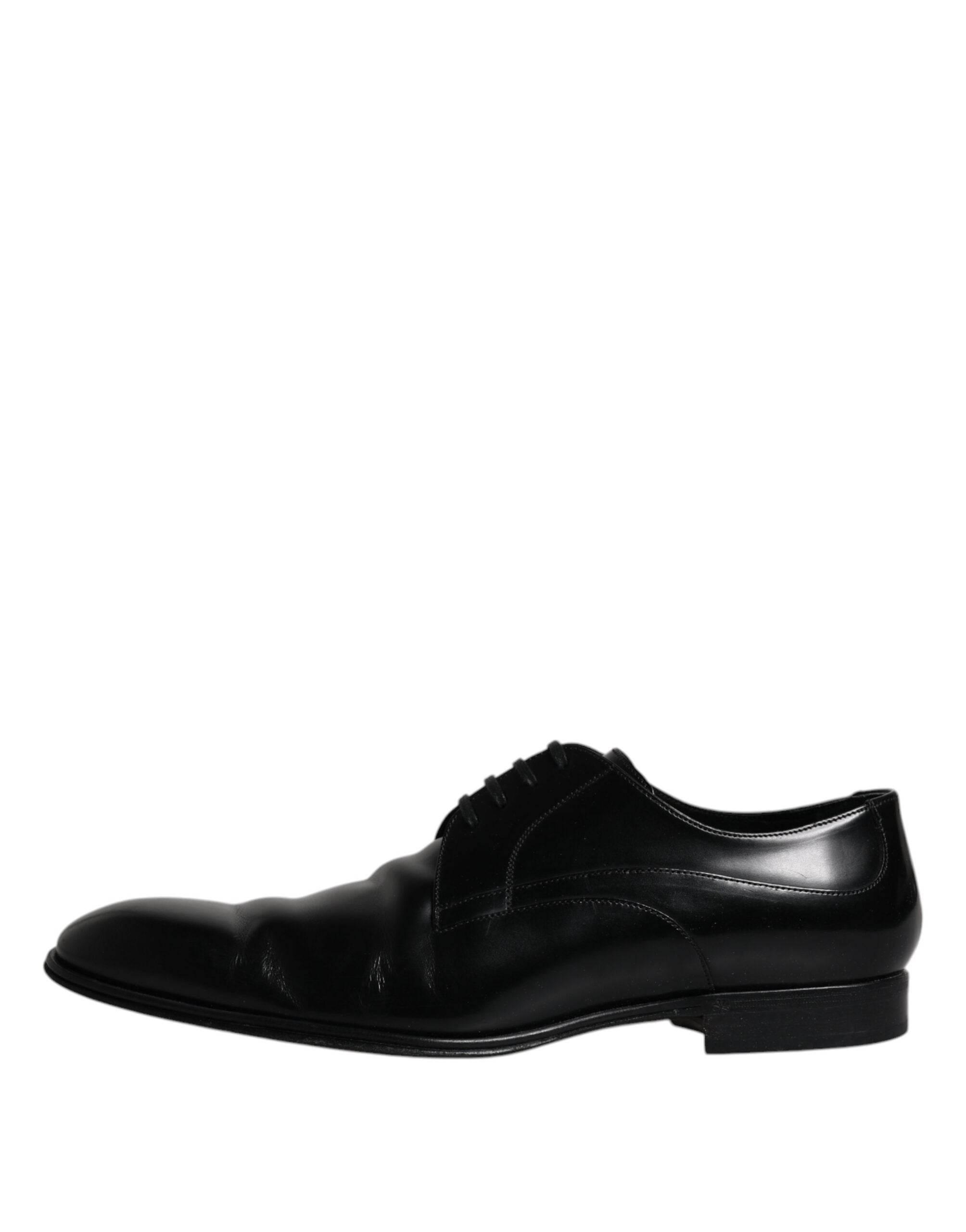 Dolce & Gabbana Black Leather Derby Formal Men Dress Shoes - Hilstor