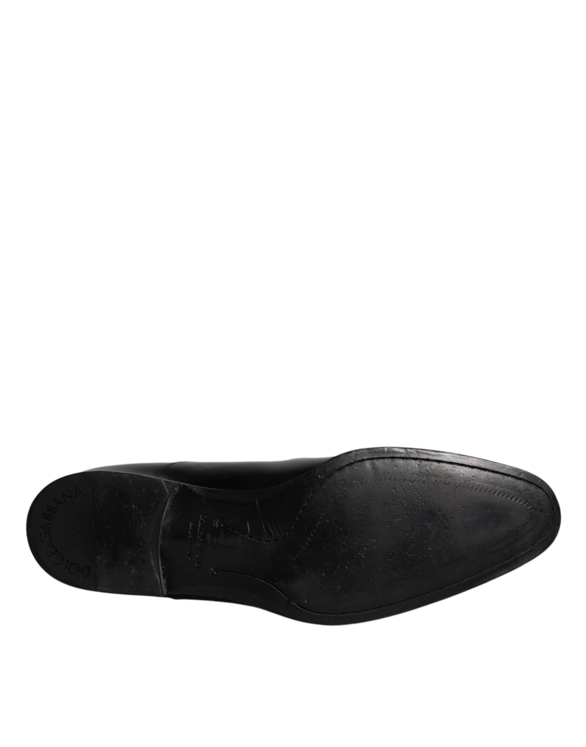 Dolce & Gabbana Black Leather Derby Formal Men Dress Shoes - Hilstor