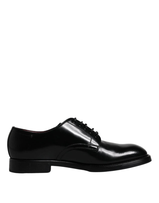 Dolce & Gabbana Black Leather Lace Up Men Derby Formal Shoes - Hilstor