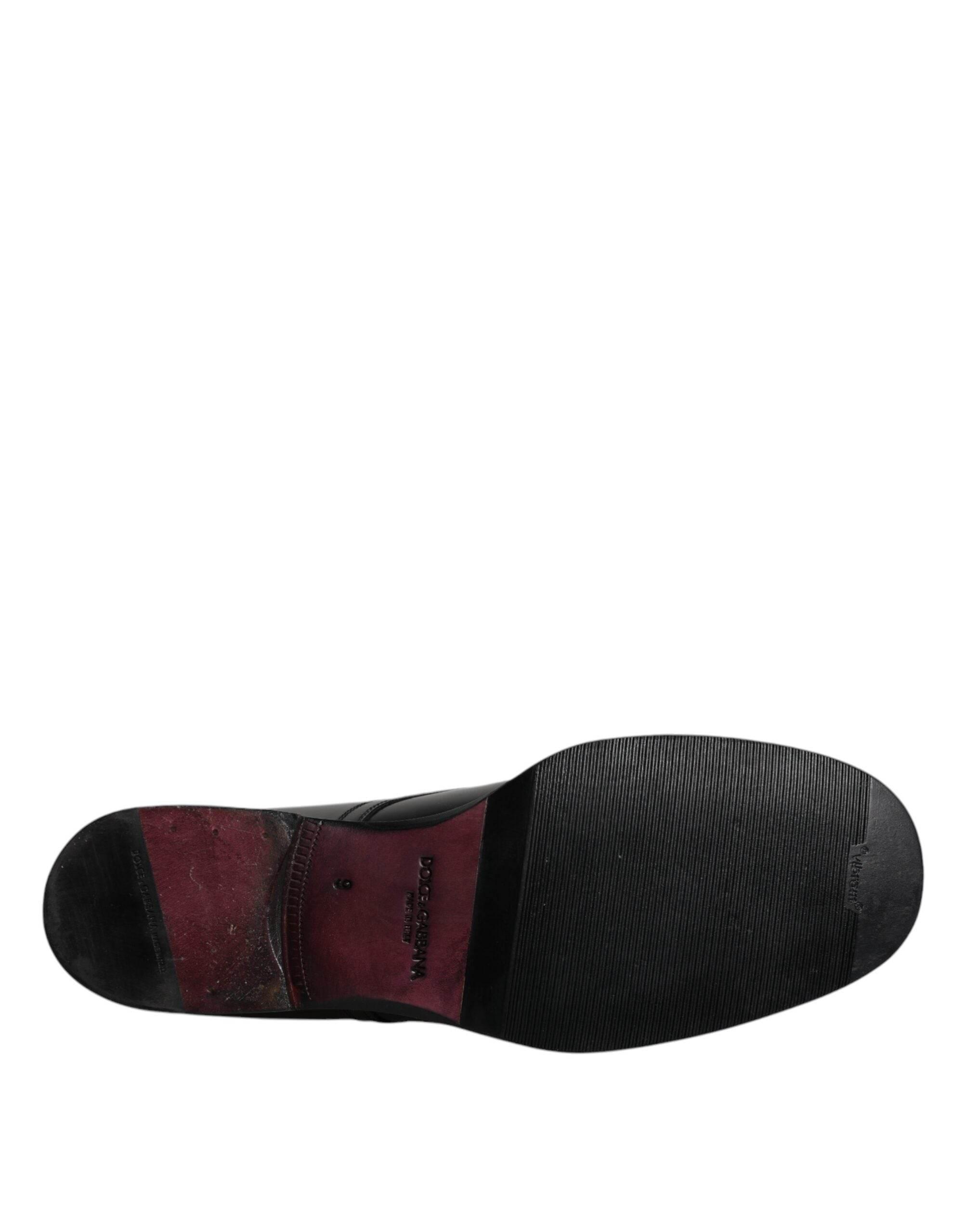 Dolce & Gabbana Black Leather Lace Up Men Derby Formal Shoes - Hilstor