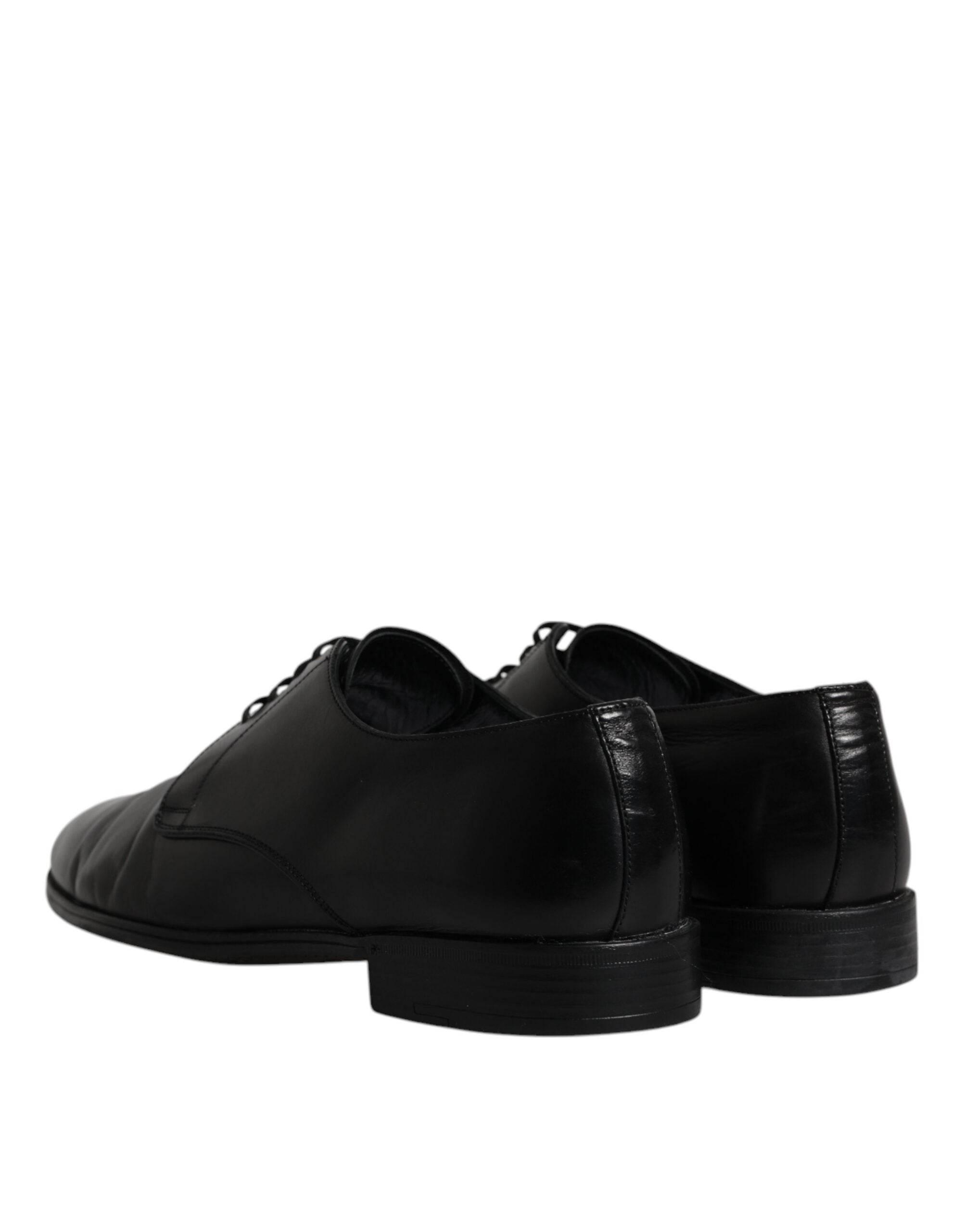 Dolce & Gabbana Black Leather Lace Up Men Derby Formal Shoes - Hilstor