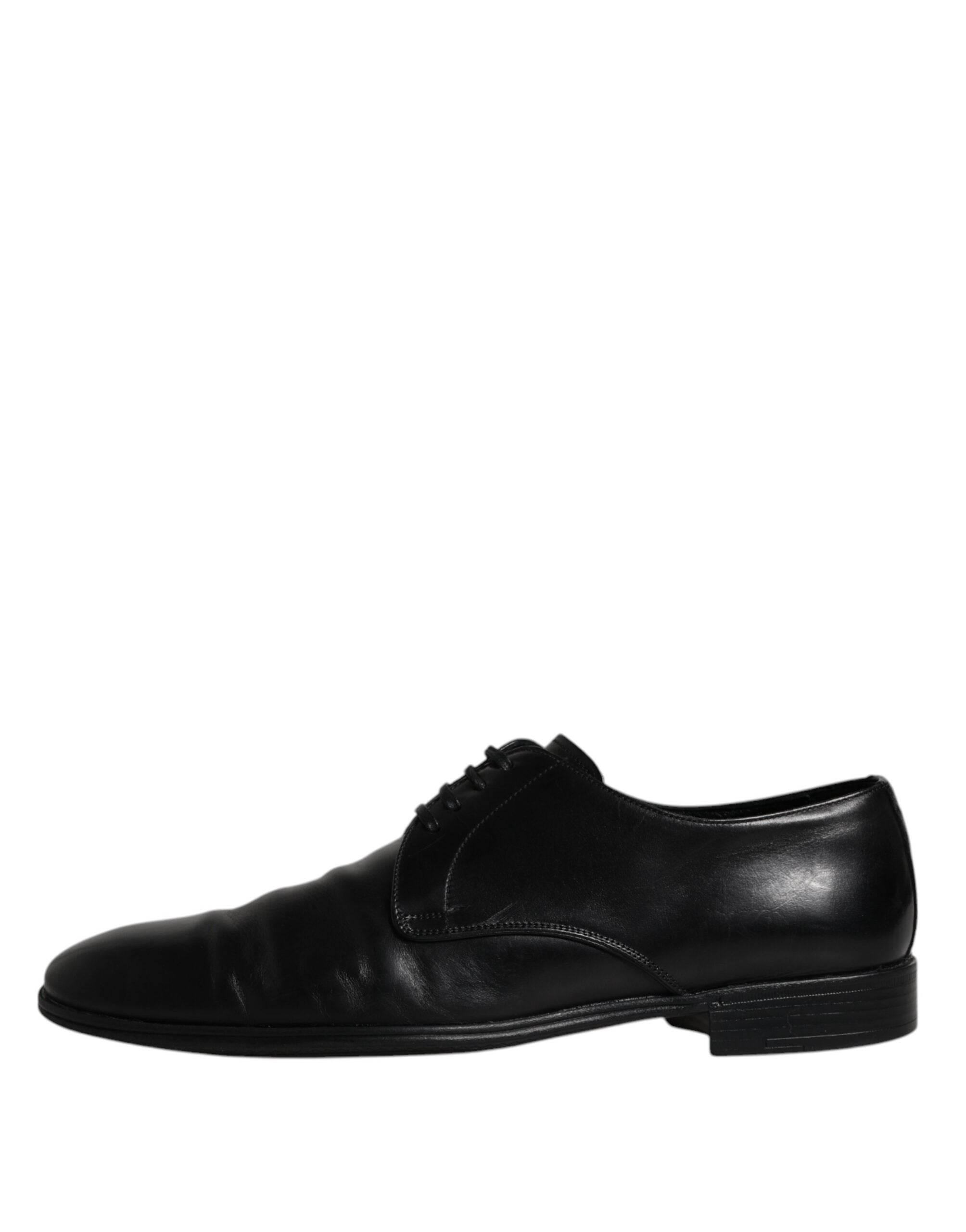 Dolce & Gabbana Black Leather Lace Up Men Derby Formal Shoes - Hilstor