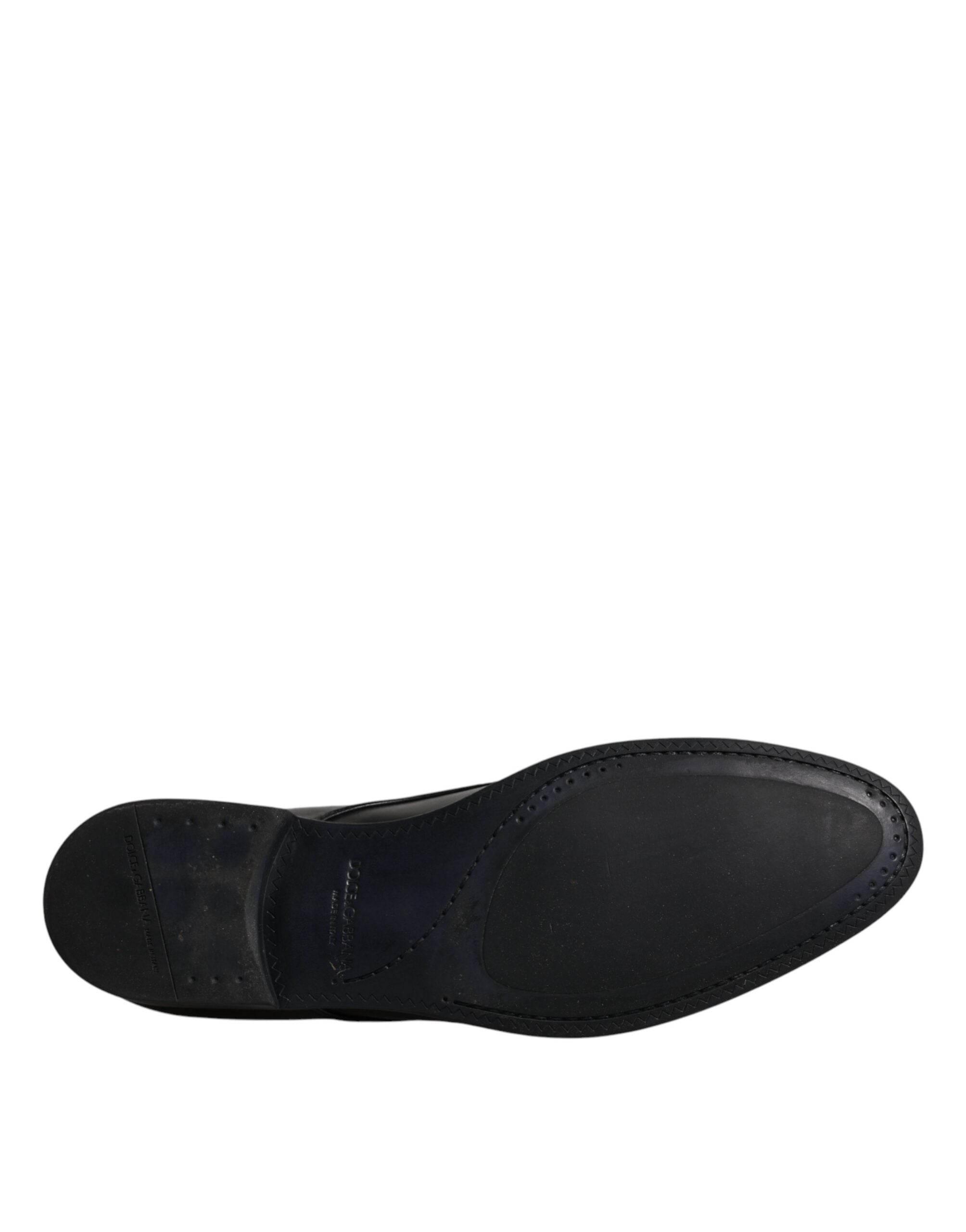 Dolce & Gabbana Black Leather Lace Up Men Derby Formal Shoes - Hilstor