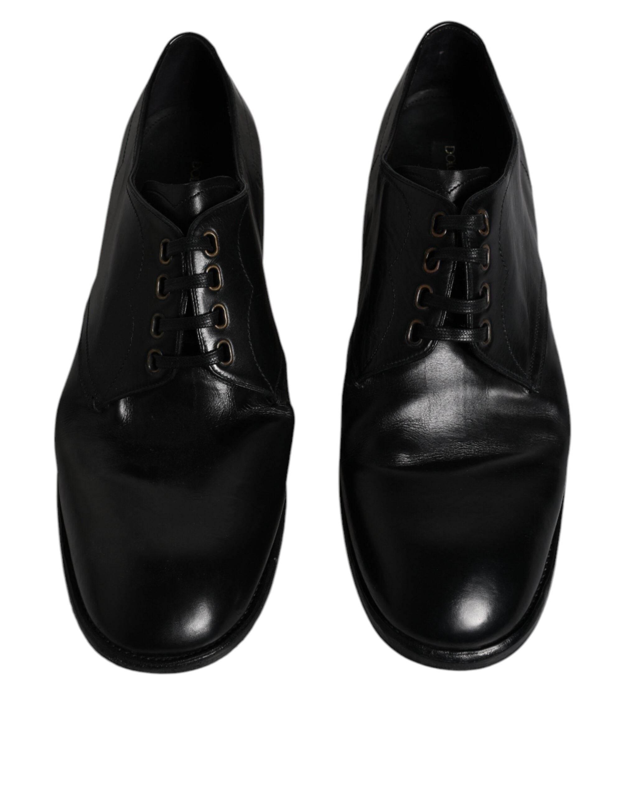 Dolce & Gabbana Black Leather Derby Formal Men Dress Shoes - Hilstor