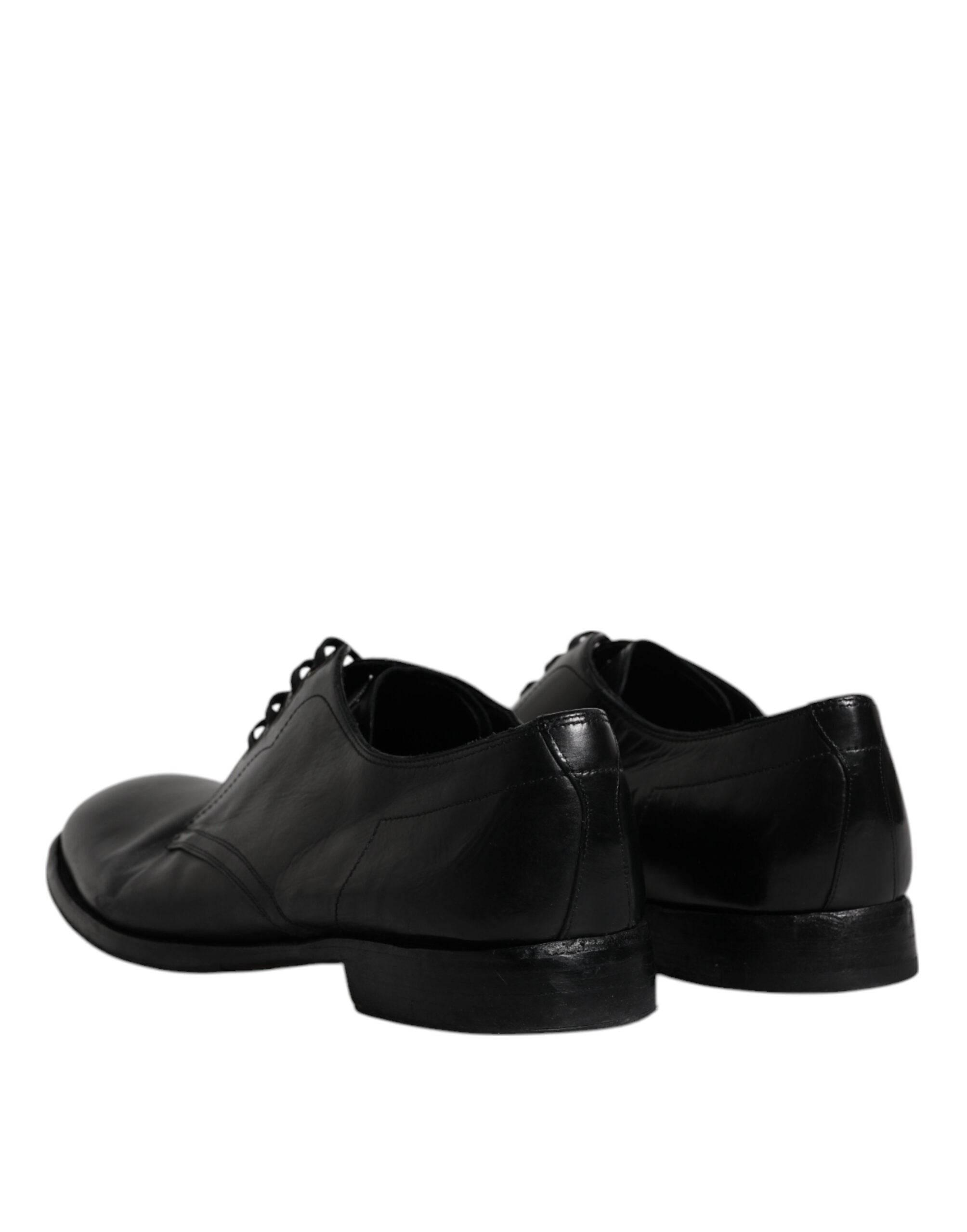 Dolce & Gabbana Black Leather Derby Formal Men Dress Shoes - Hilstor
