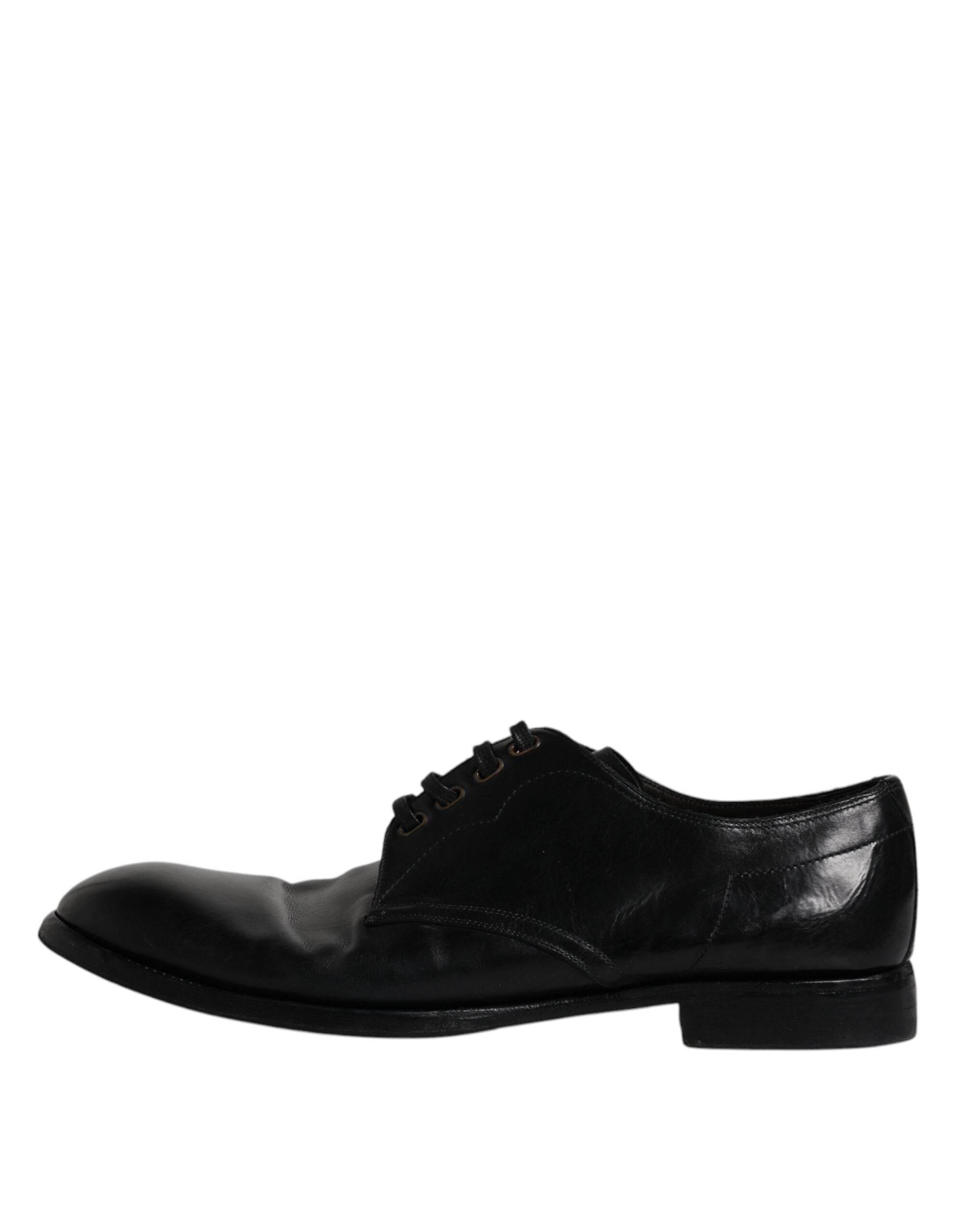 Dolce & Gabbana Black Leather Derby Formal Men Dress Shoes - Hilstor