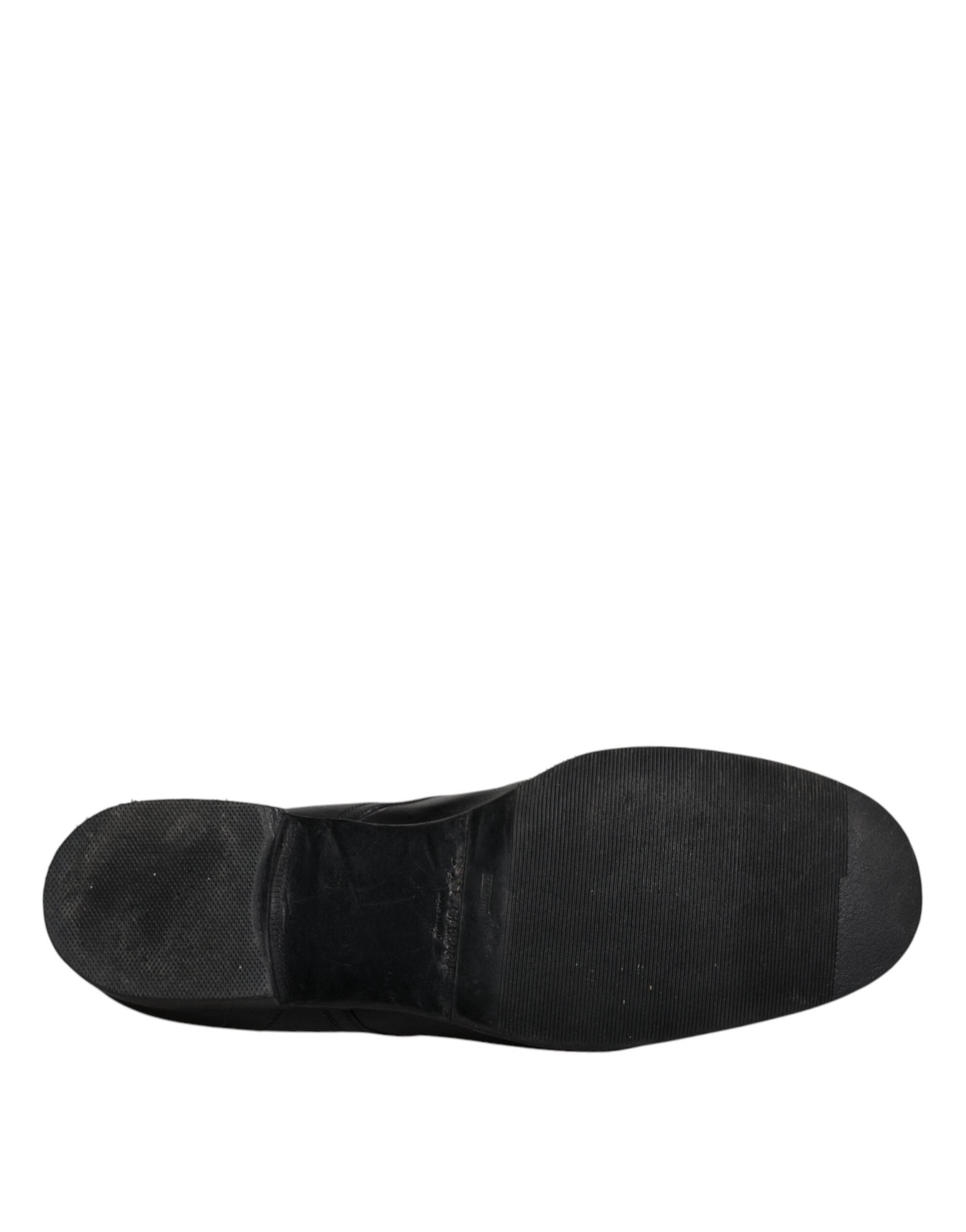 Dolce & Gabbana Black Leather Derby Formal Men Dress Shoes - Hilstor