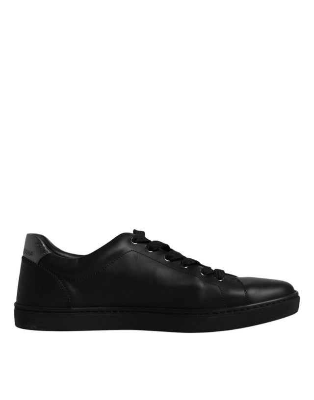 Dolce & Gabbana Black Leather London Heart Men Sneakers Shoes - Hilstor