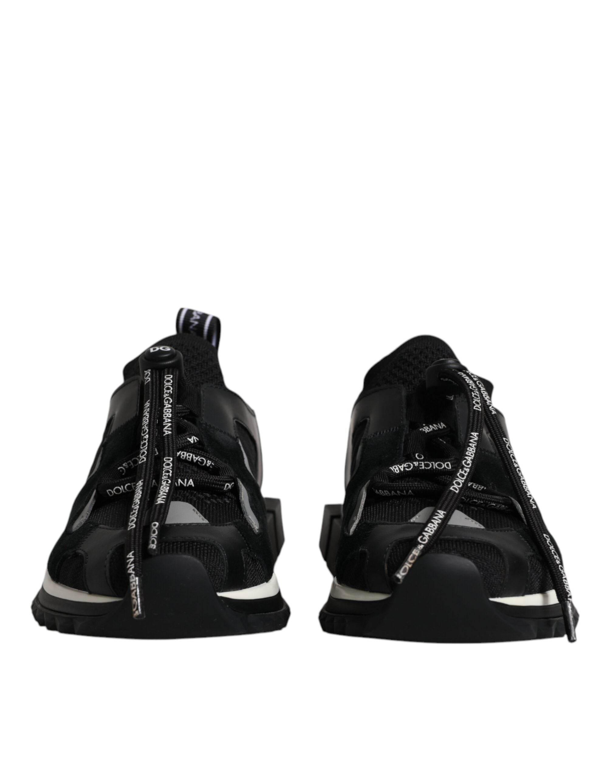 Dolce & Gabbana Black White Logo Sorrento Mens Sneakers Shoes - Hilstor
